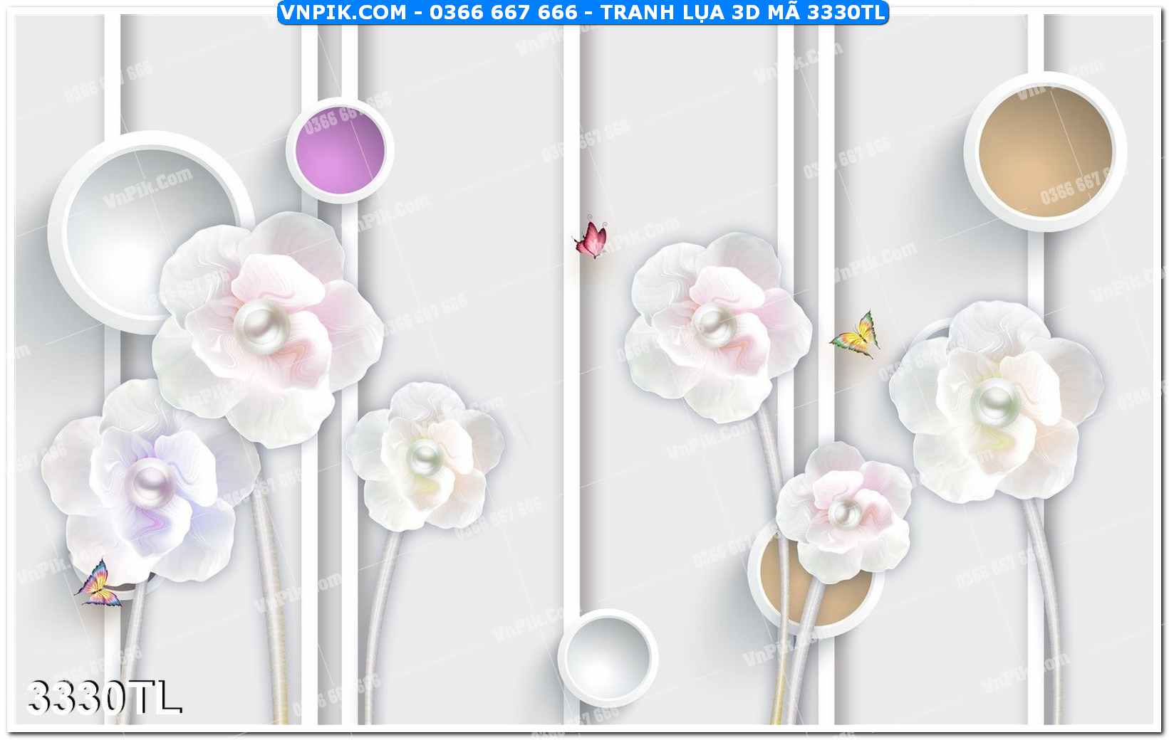 Tranh lụa 3D – Tranh trang trí dán tường 3330TL