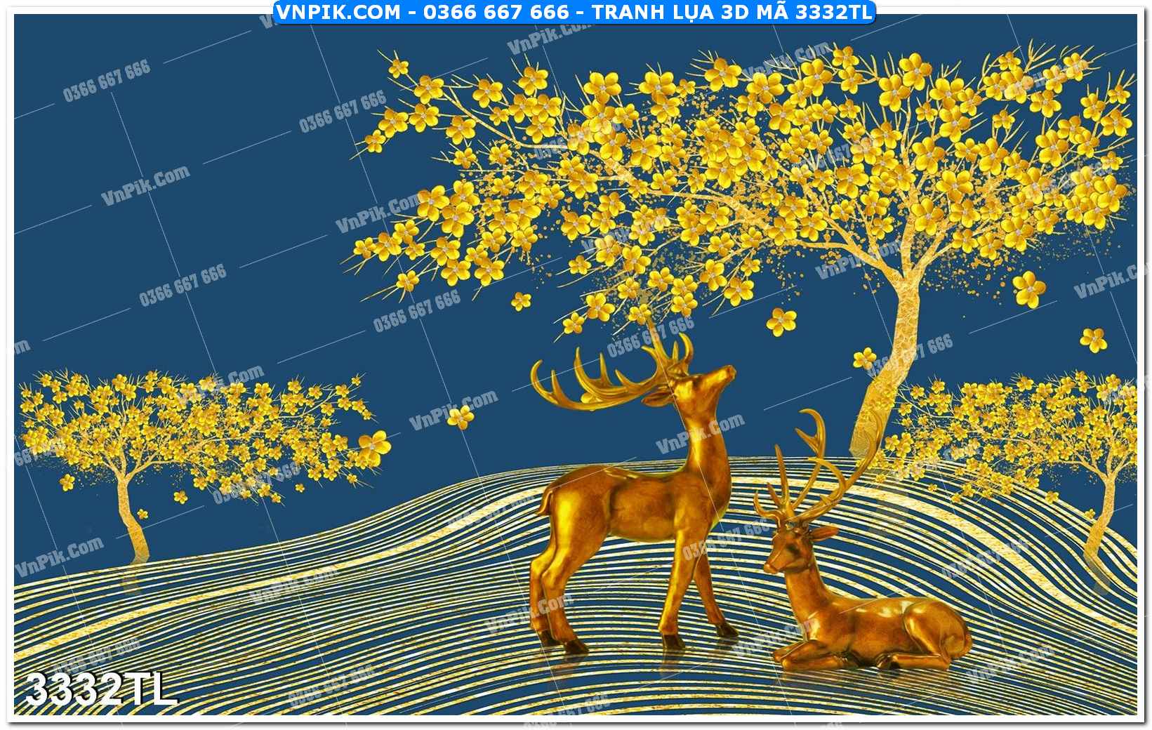 Tranh lụa 3D – Tranh trang trí dán tường 3332TL