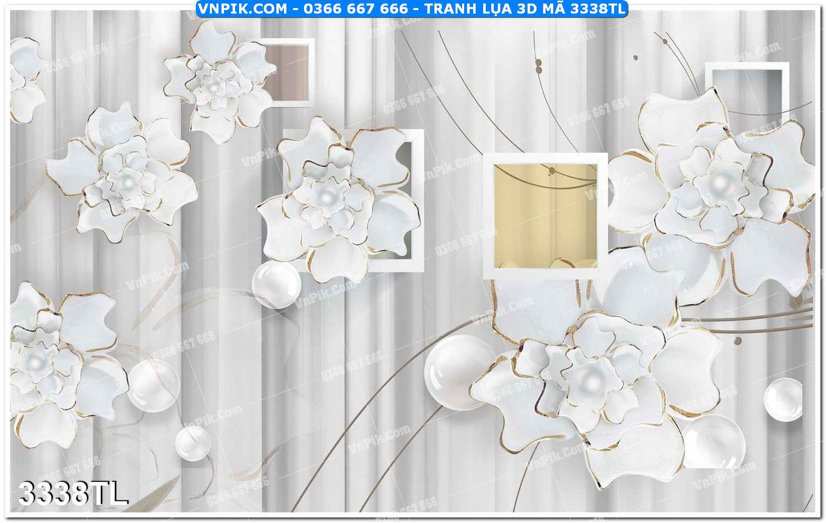 Tranh lụa 3D – Tranh trang trí dán tường 3338TL