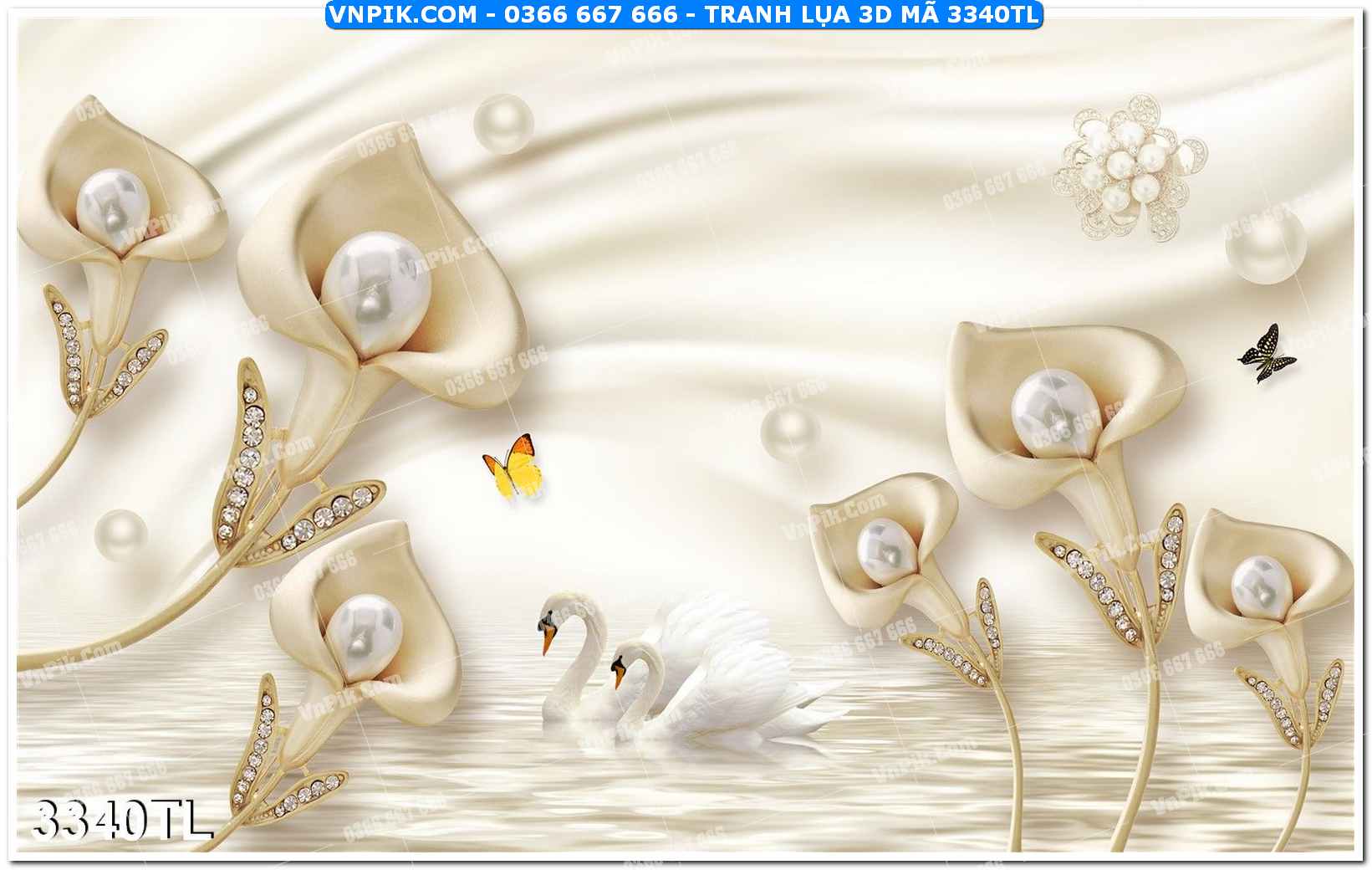 Tranh lụa 3D – Tranh trang trí dán tường 3340TL