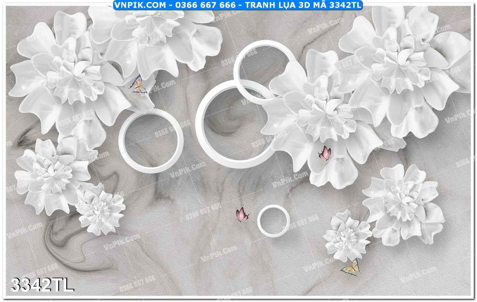 Tranh lụa 3D – Tranh trang trí dán tường 3342TL