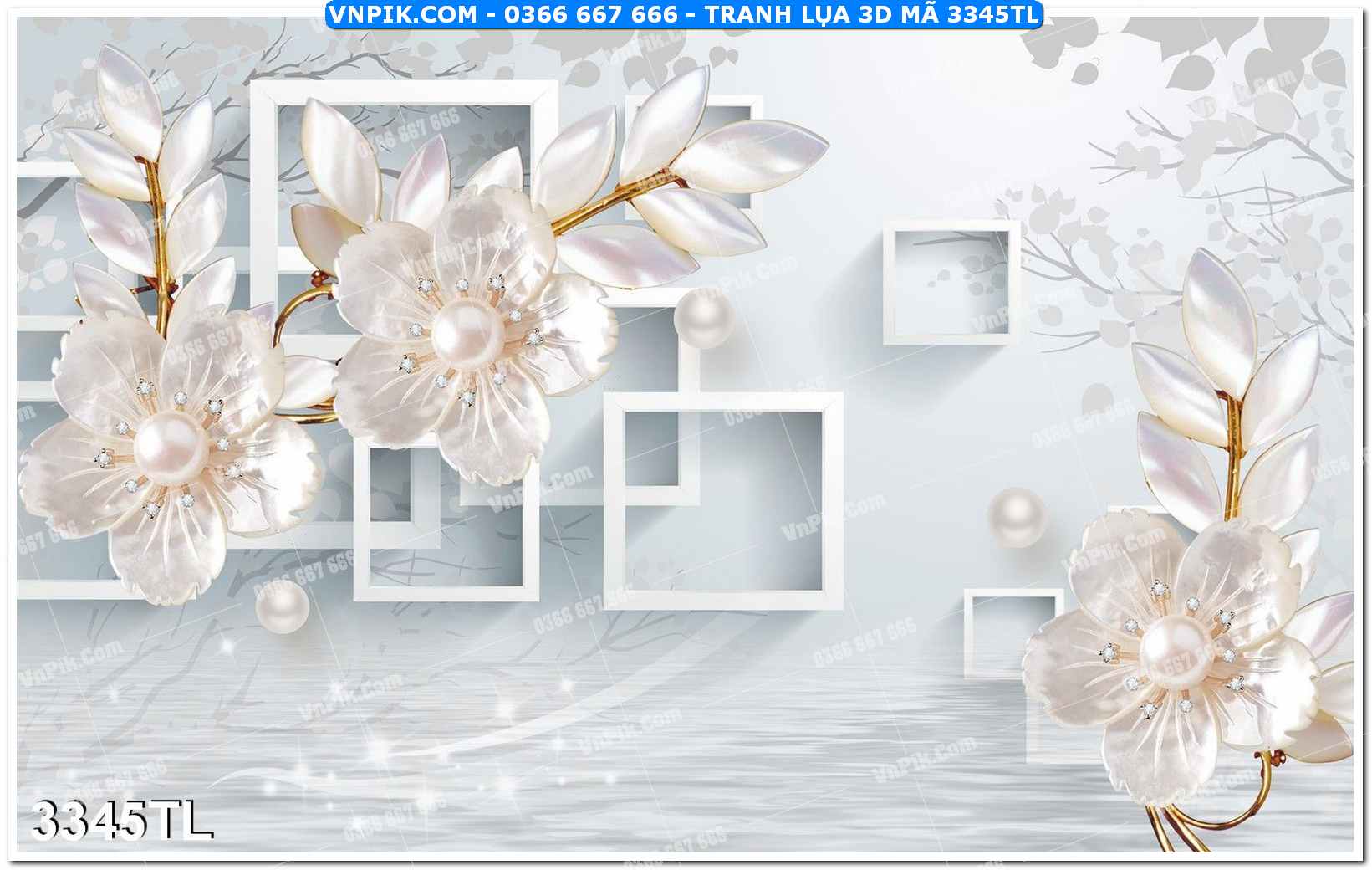 Tranh lụa 3D – Tranh trang trí dán tường 3345TL