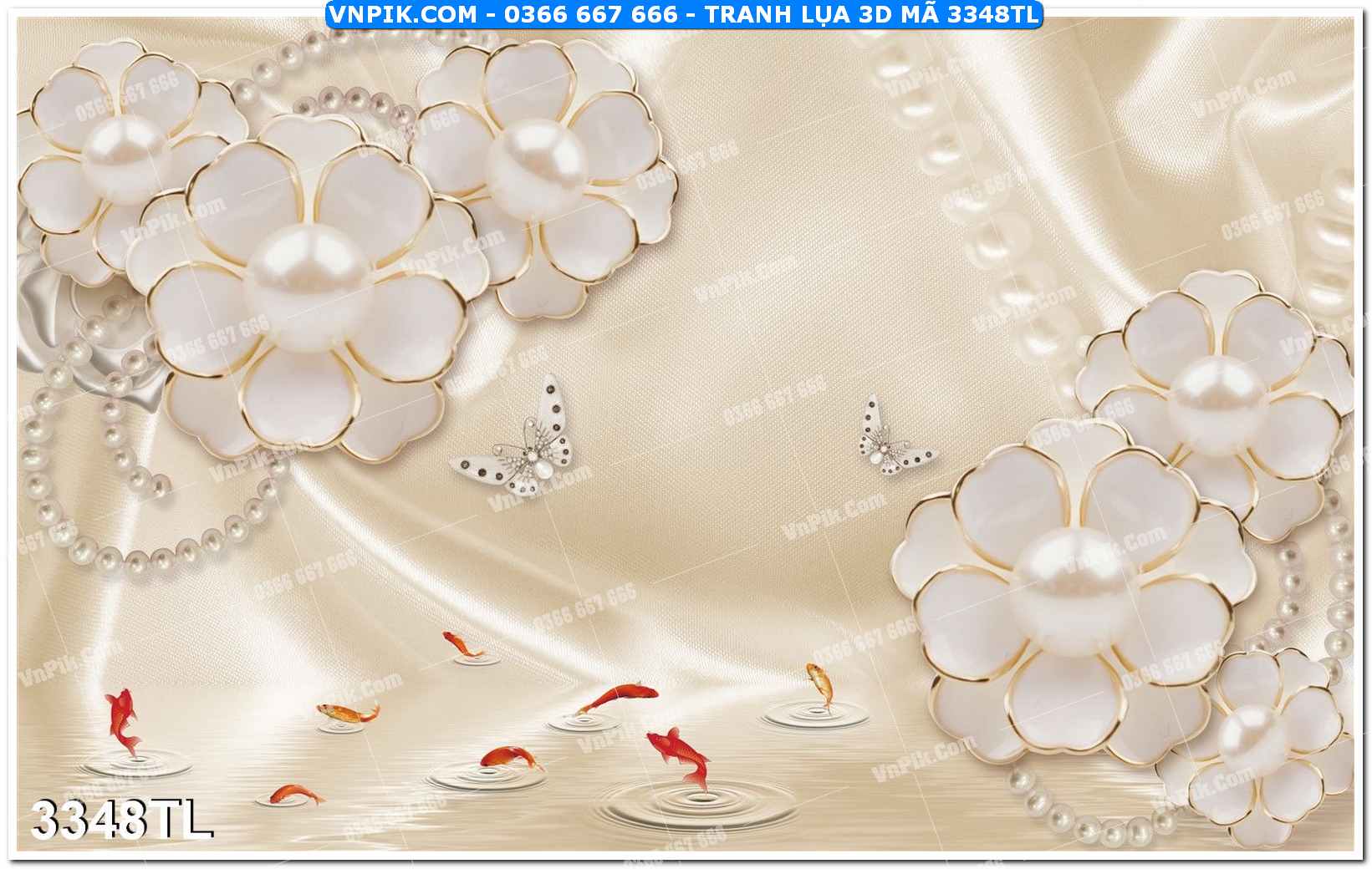 Tranh lụa 3D – Tranh trang trí dán tường 3348TL