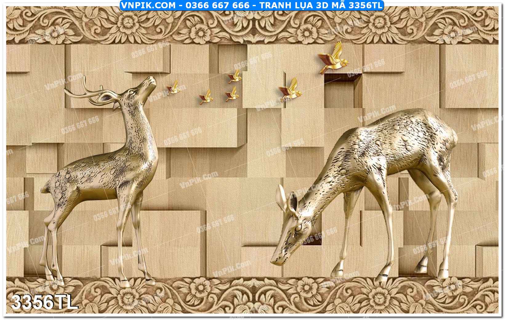 Tranh lụa 3D – Tranh trang trí dán tường 3356TL