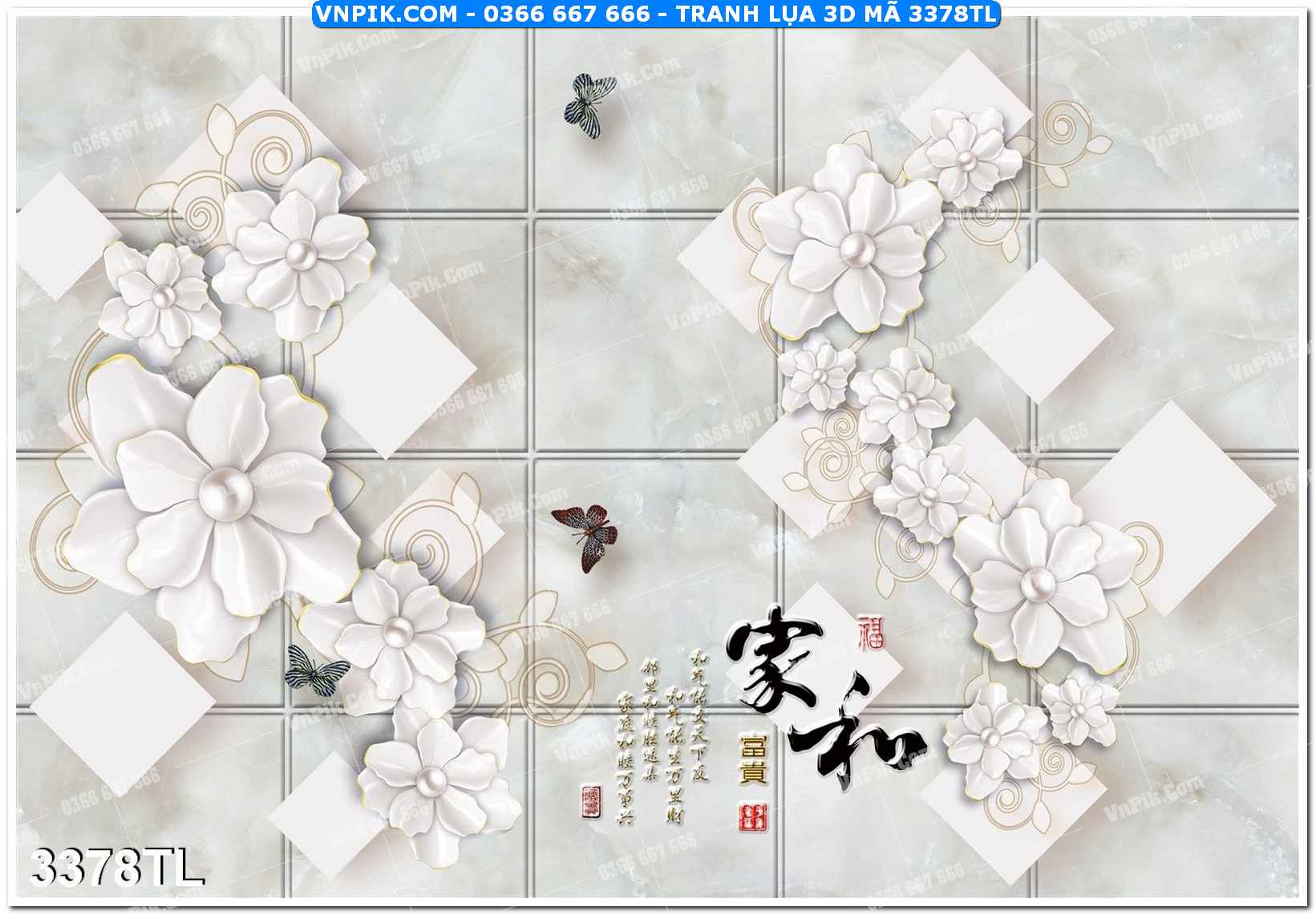 Tranh lụa 3D – Tranh trang trí dán tường 3378TL