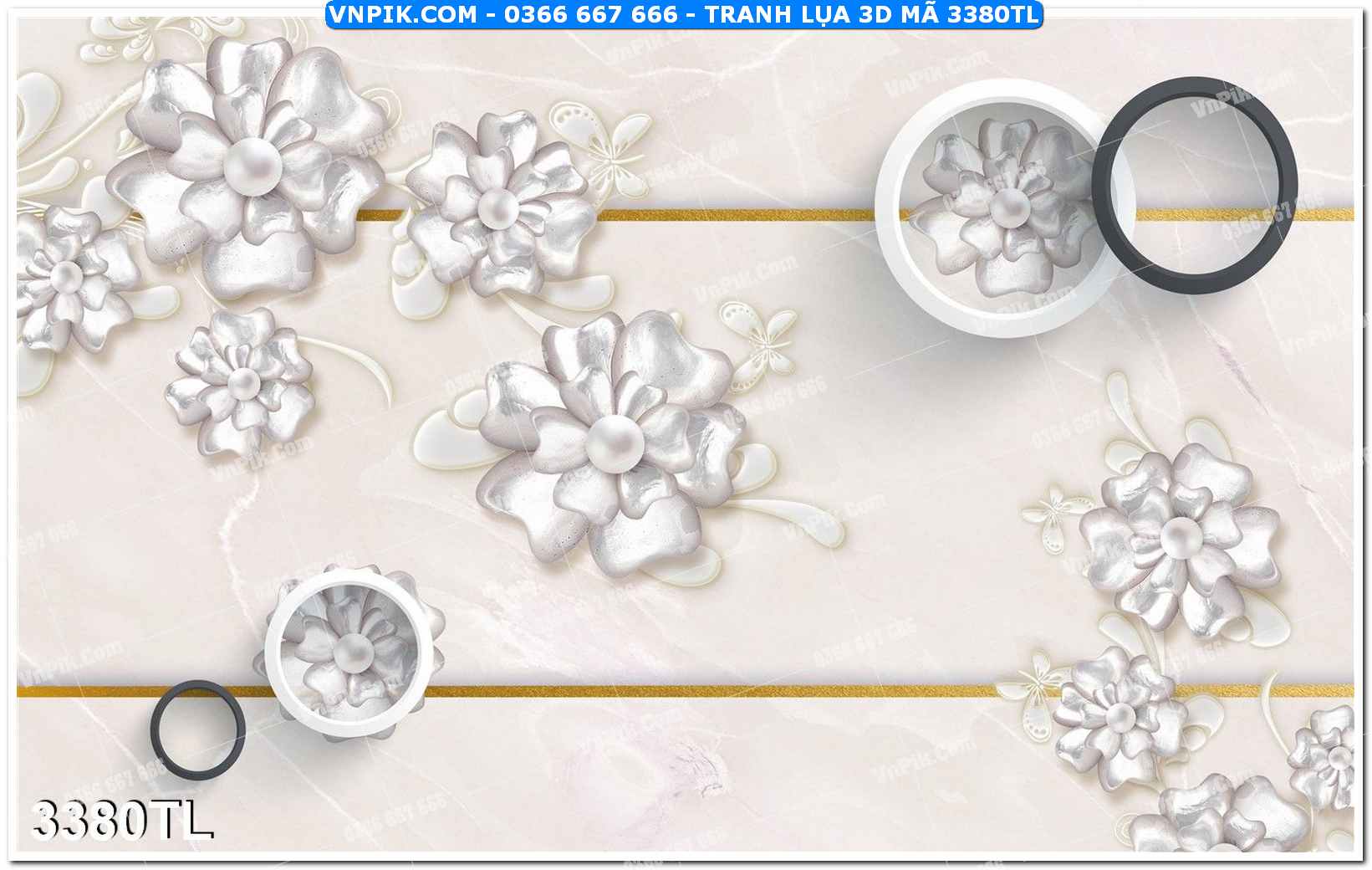 Tranh lụa 3D – Tranh trang trí dán tường 3380TL