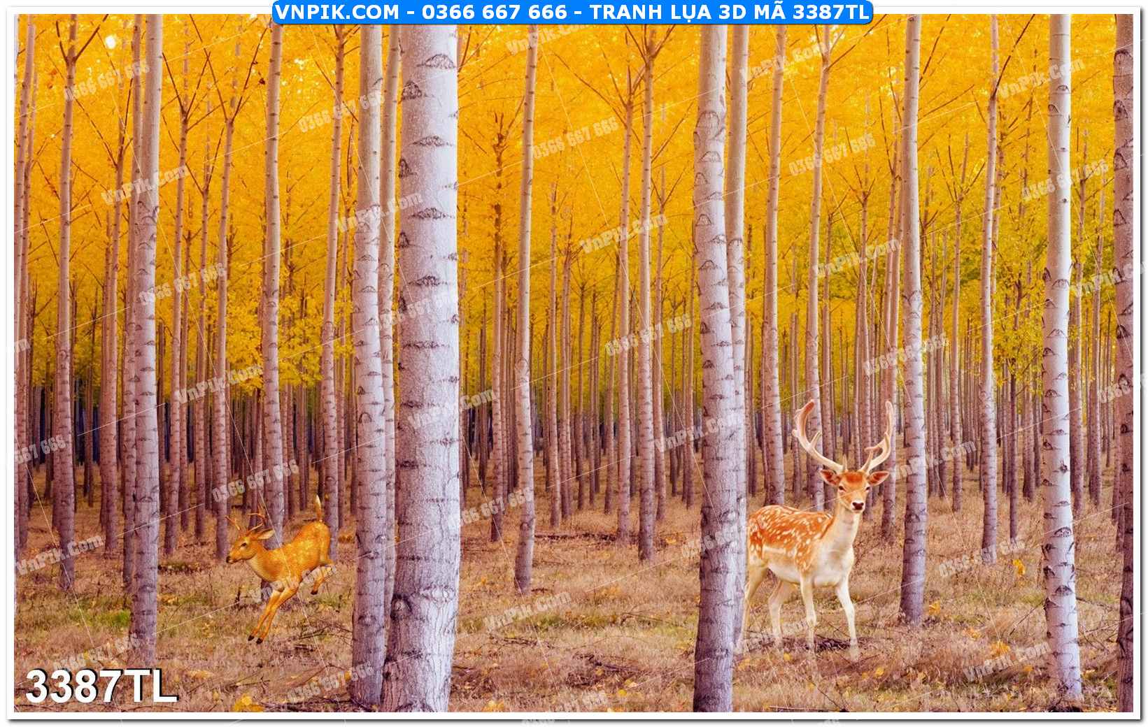 Tranh lụa 3D – Tranh trang trí dán tường 3387TL
