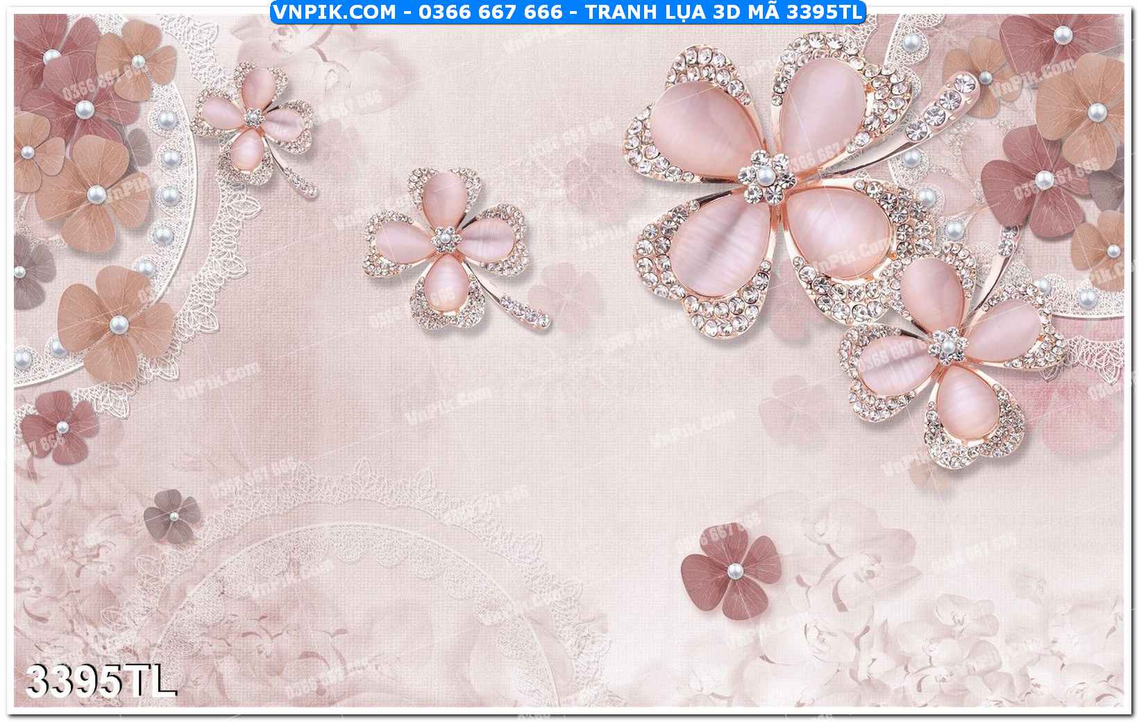 Tranh lụa 3D – Tranh trang trí dán tường 3395TL