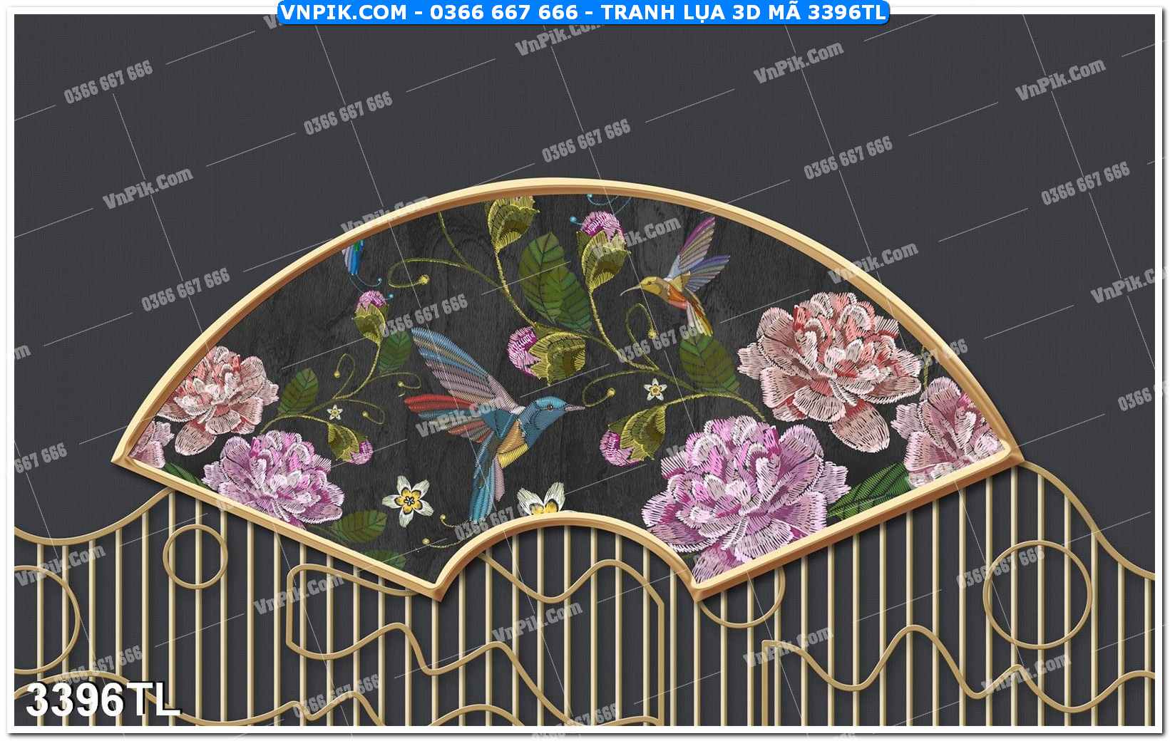 Tranh lụa 3D – Tranh trang trí dán tường 3396TL