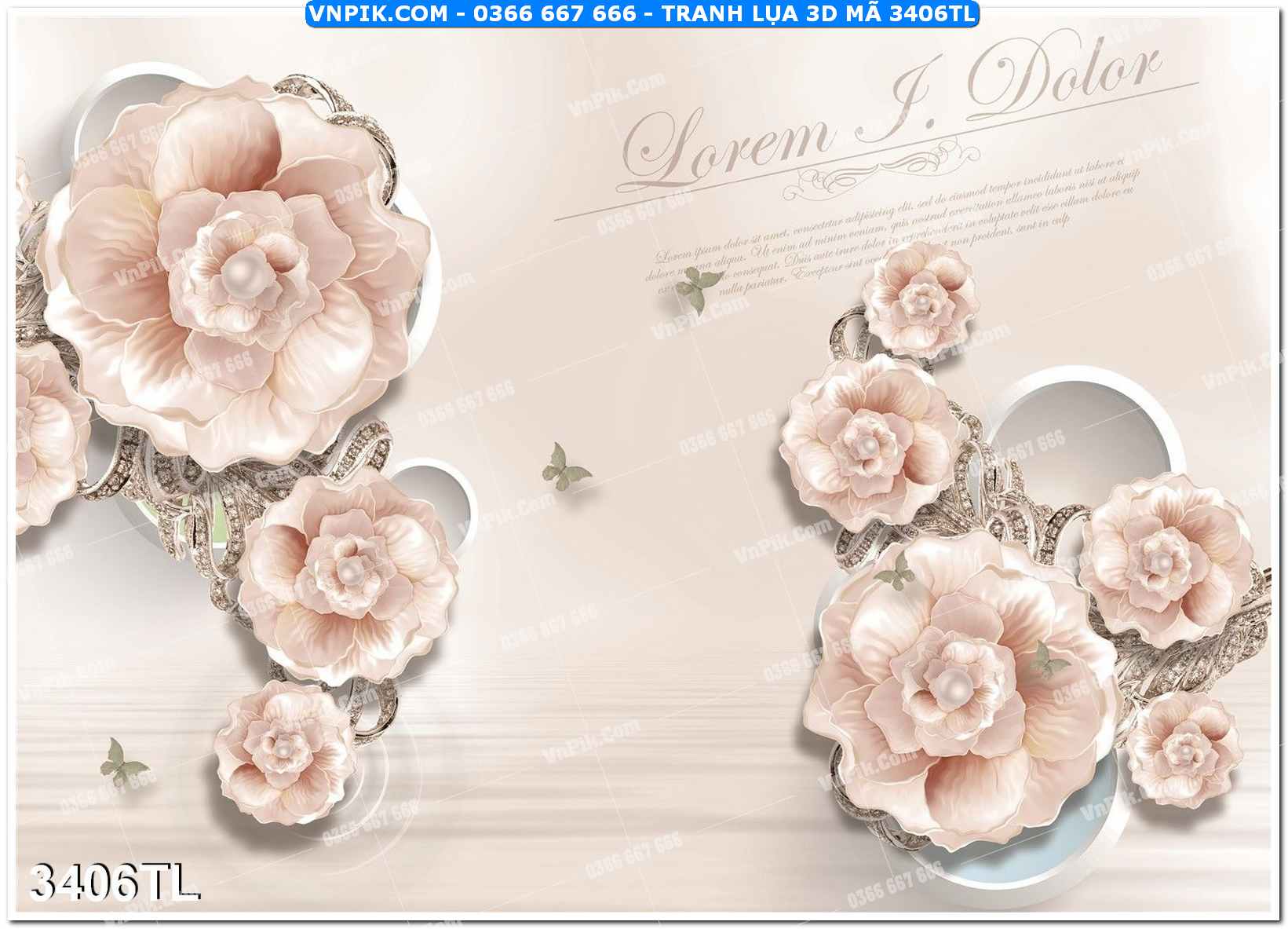 Tranh lụa 3D – Tranh trang trí dán tường 3406TL