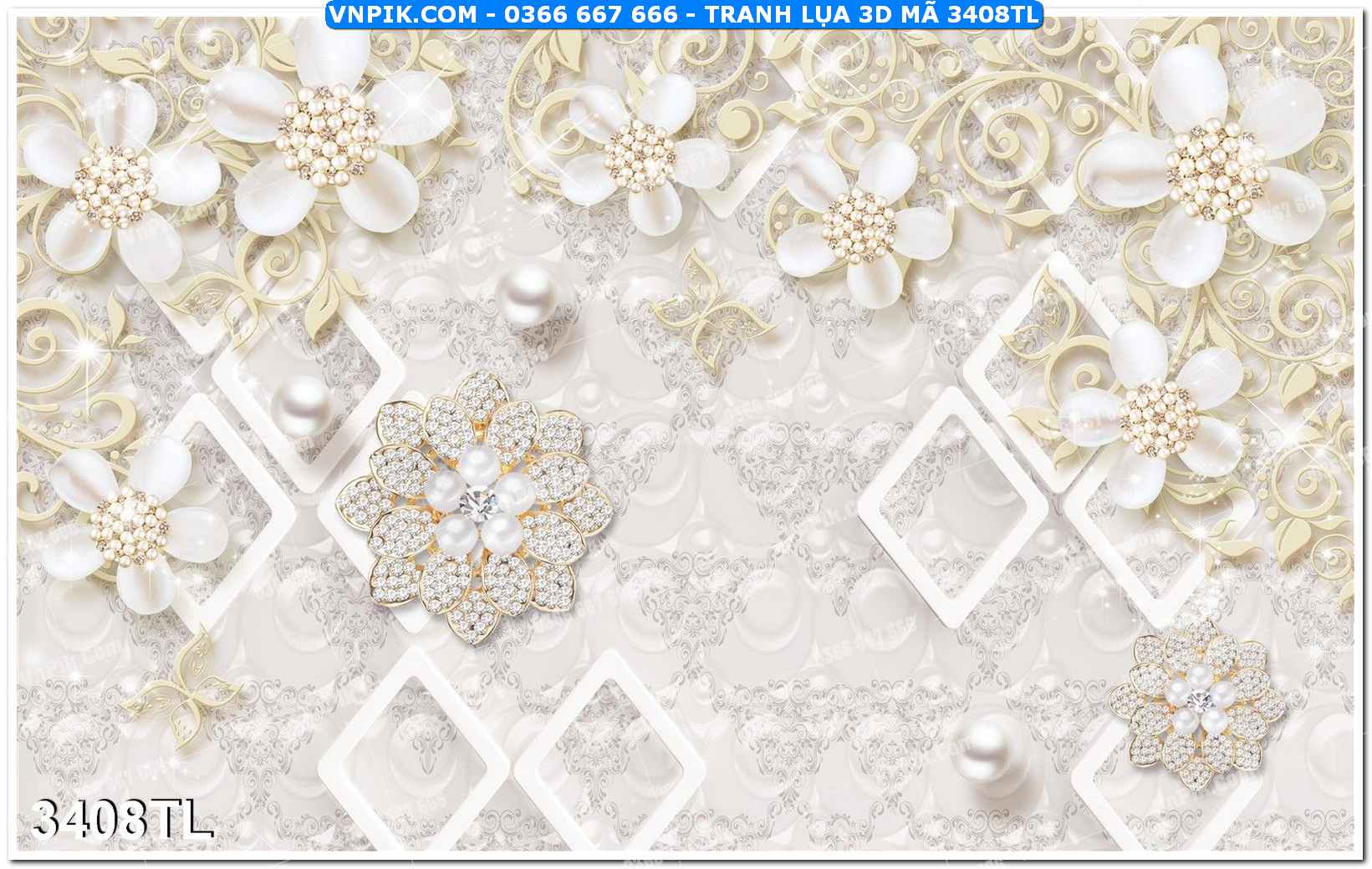 Tranh lụa 3D – Tranh trang trí dán tường 3408TL