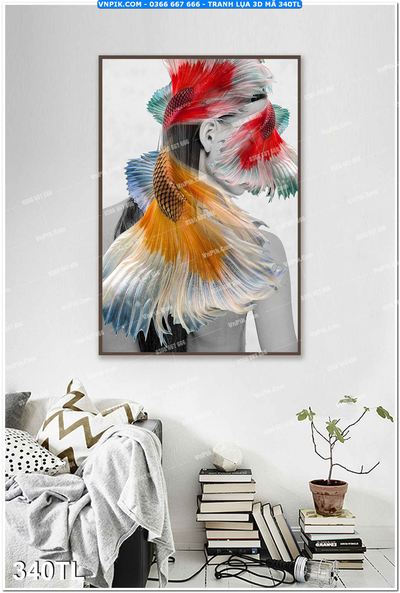 Tranh lụa 3D – Tranh trang trí dán tường 340TL