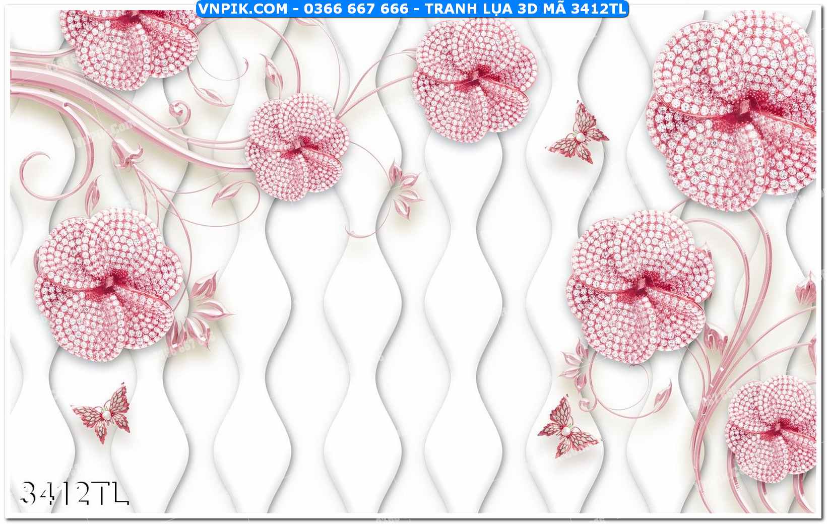 Tranh lụa 3D – Tranh trang trí dán tường 3412TL