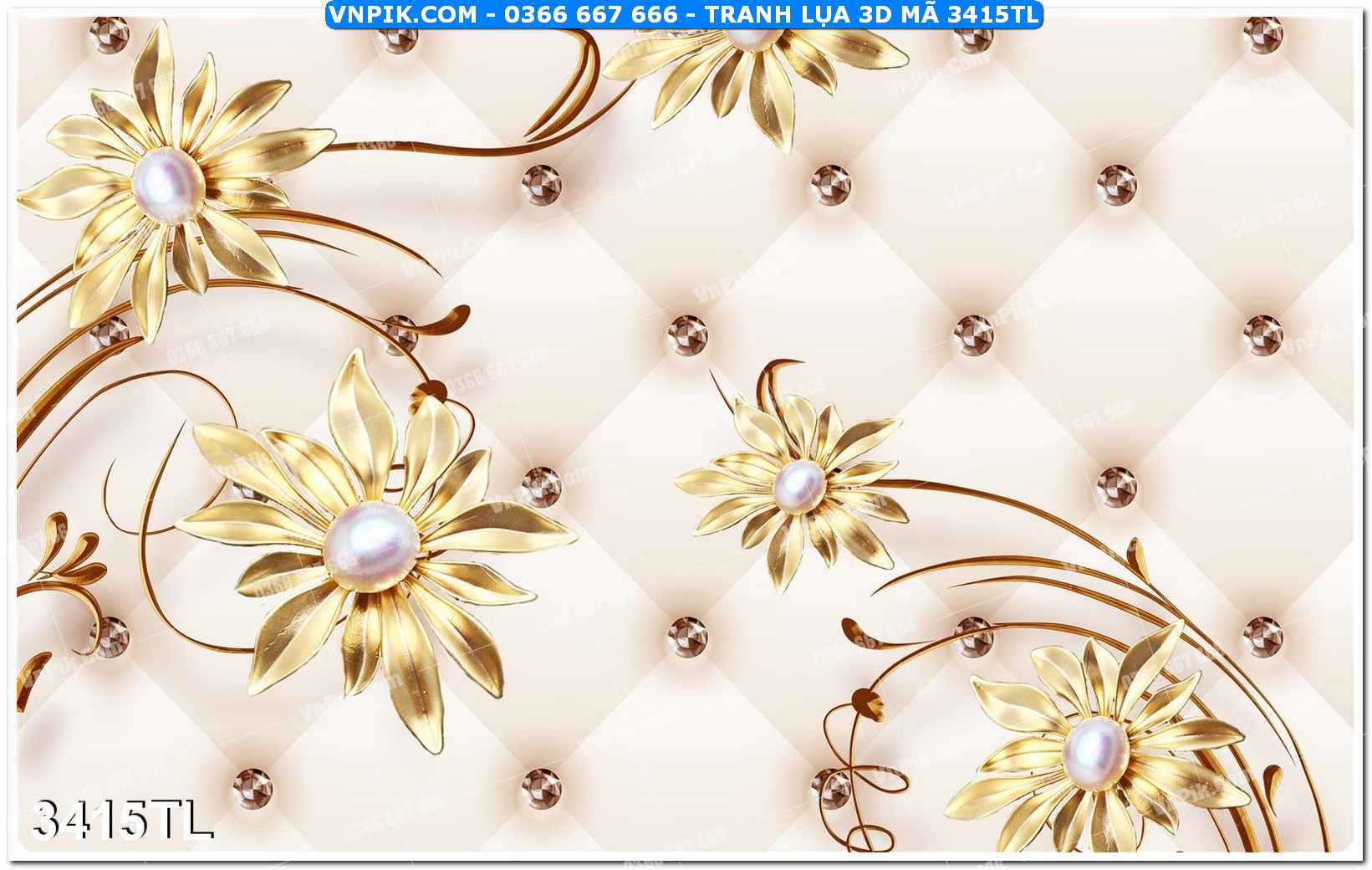 Tranh lụa 3D – Tranh trang trí dán tường 3415TL