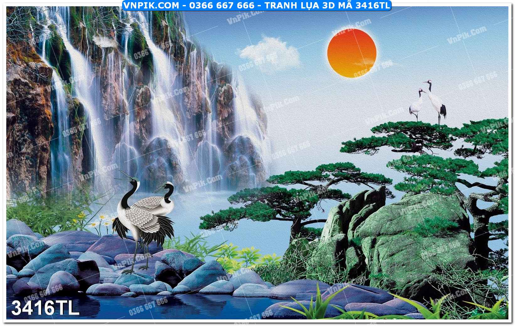 Tranh lụa 3D – Tranh trang trí dán tường 3416TL