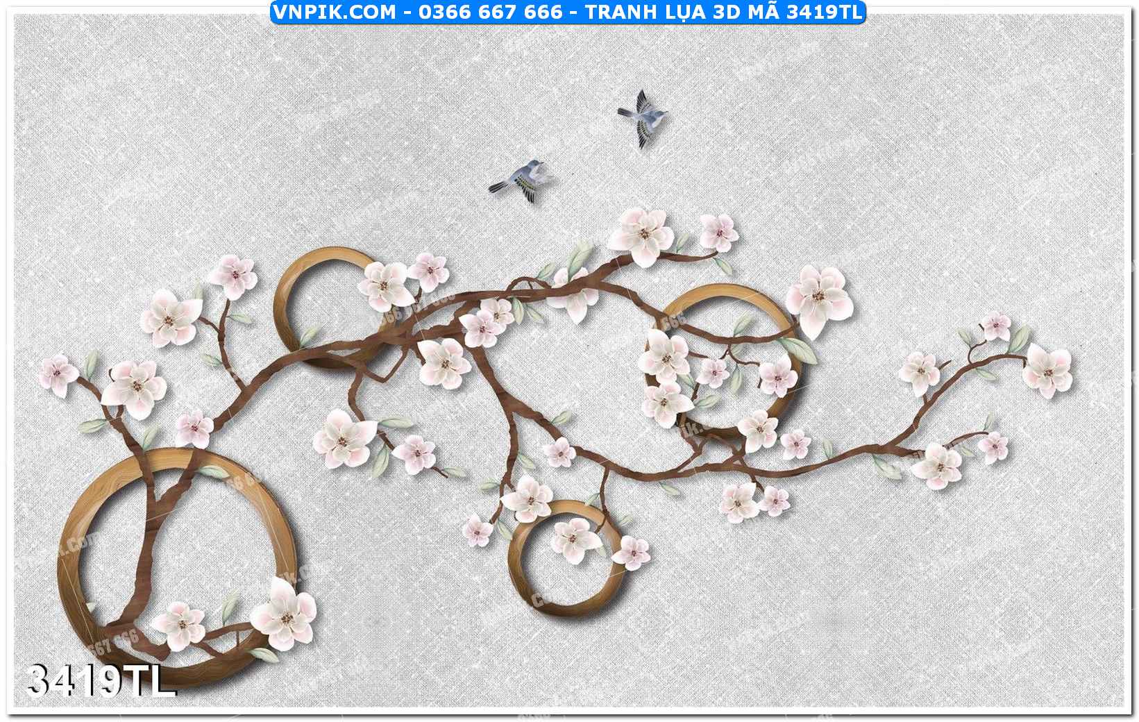 Tranh lụa 3D – Tranh trang trí dán tường 3419TL