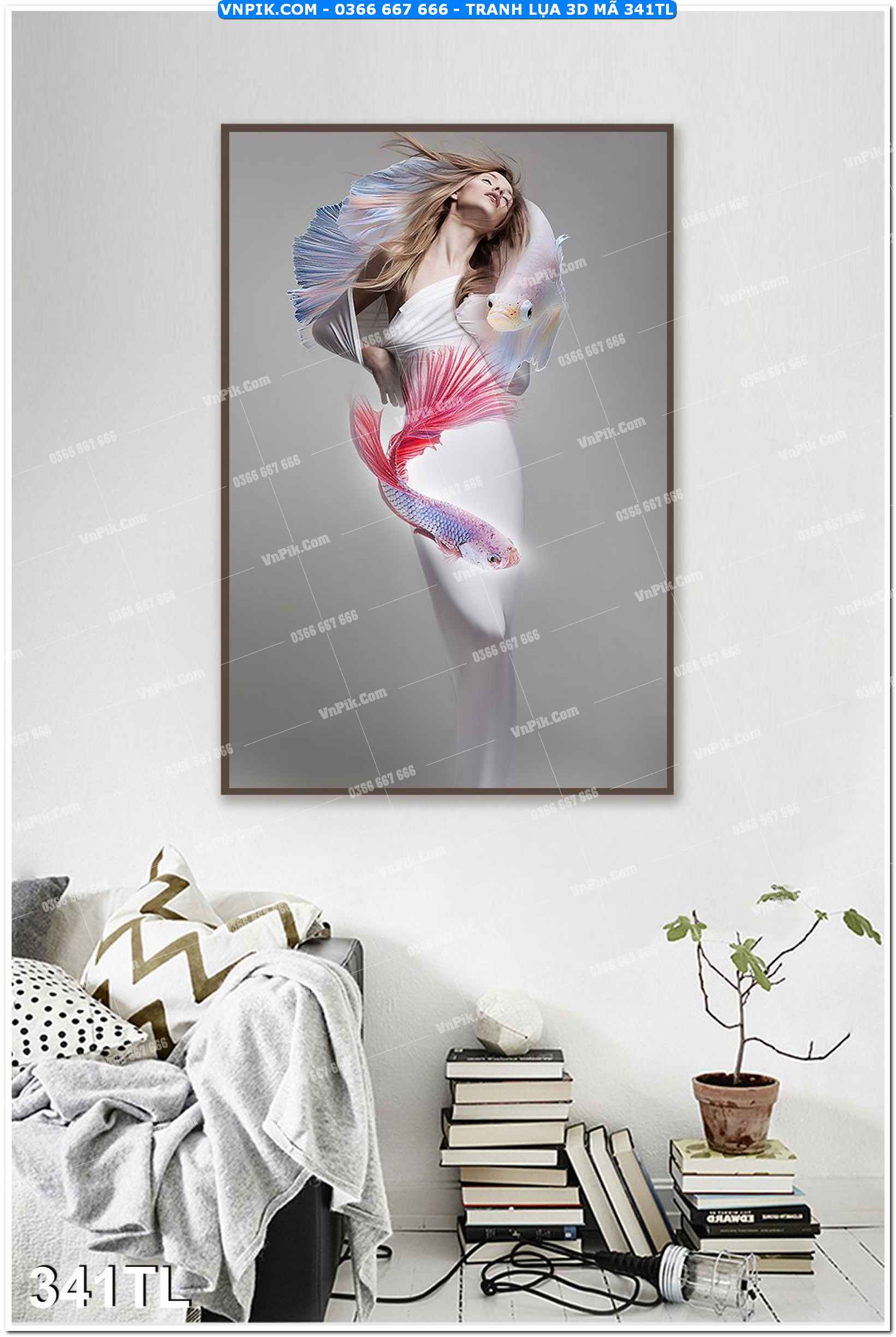 Tranh lụa 3D – Tranh trang trí dán tường 341TL