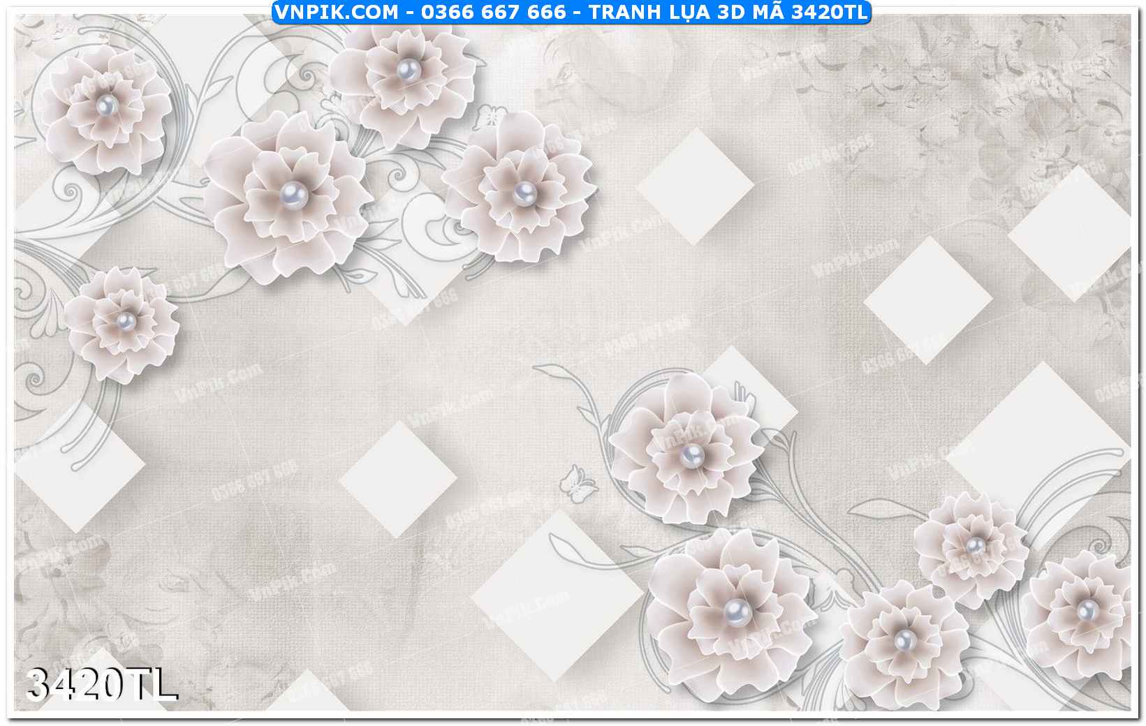 Tranh lụa 3D – Tranh trang trí dán tường 3420TL