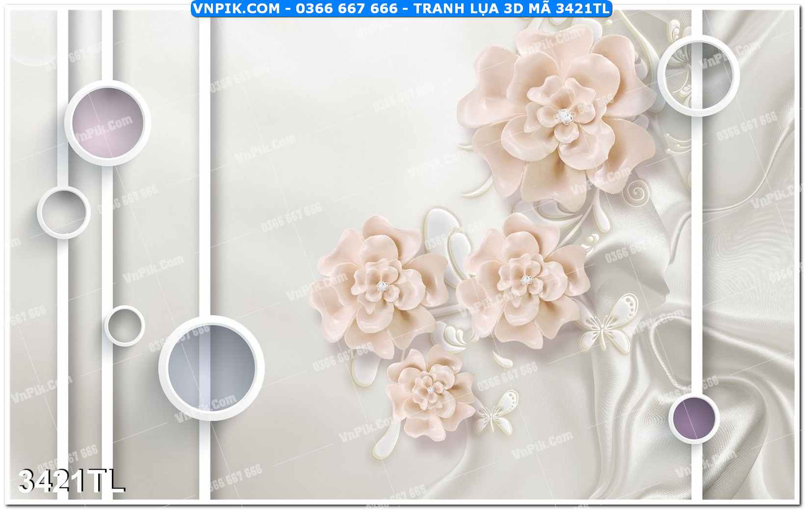 Tranh lụa 3D – Tranh trang trí dán tường 3421TL