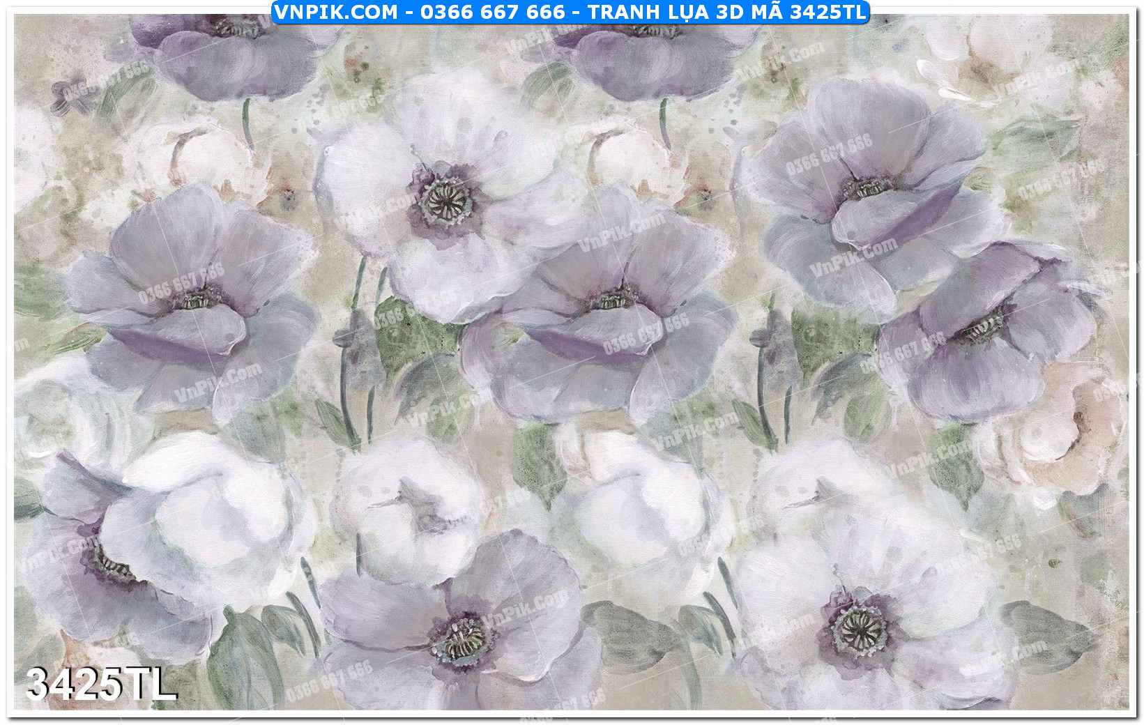 Tranh lụa 3D – Tranh trang trí dán tường 3425TL