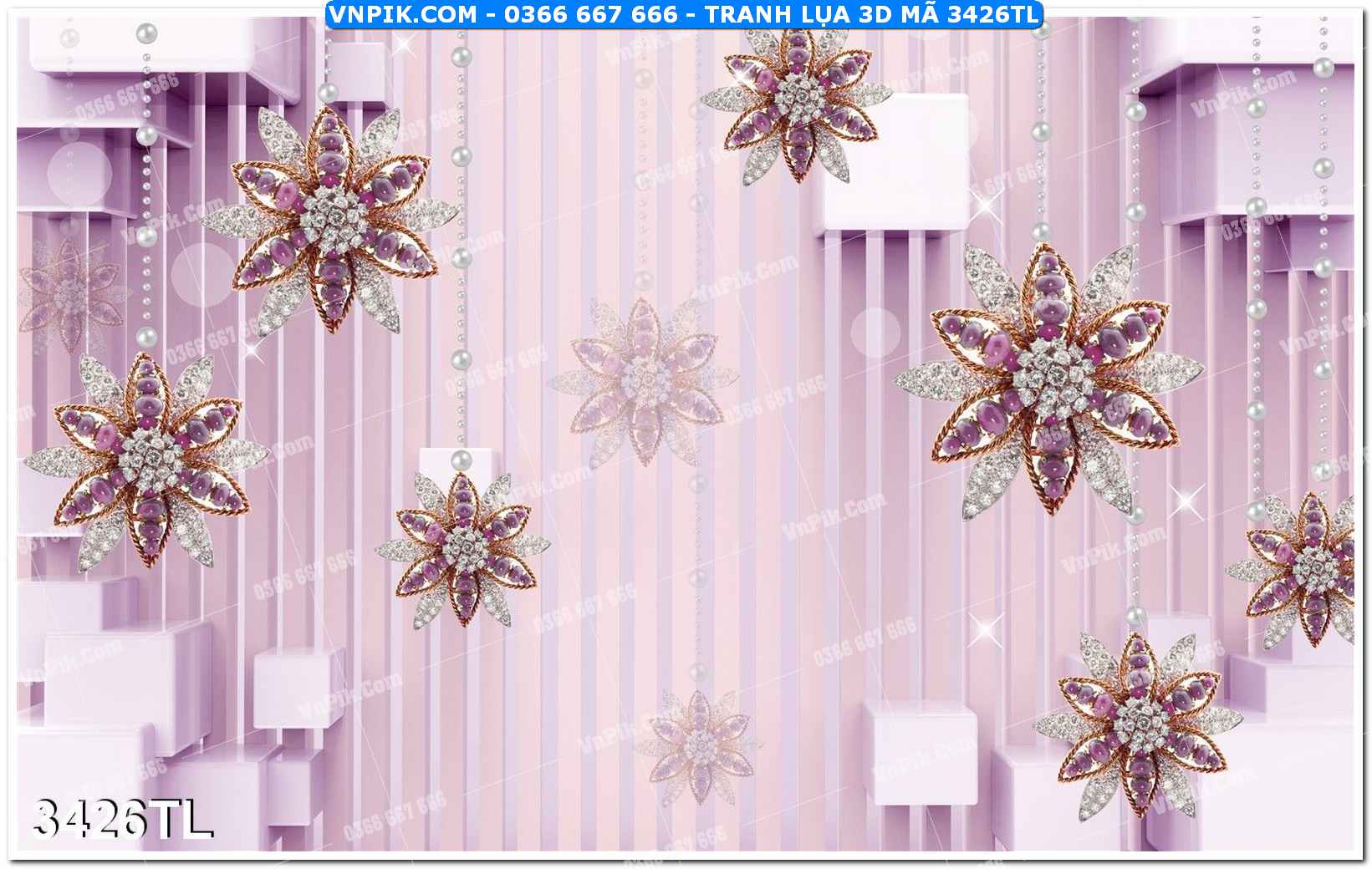 Tranh lụa 3D – Tranh trang trí dán tường 3426TL