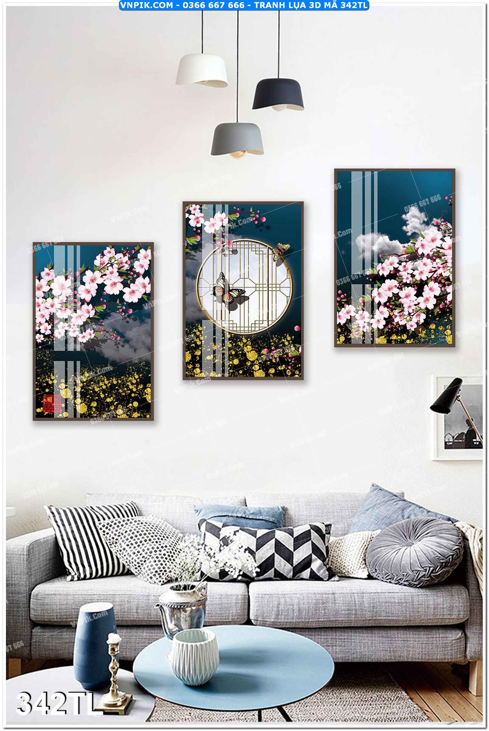 Tranh lụa 3D – Tranh trang trí dán tường 342TL