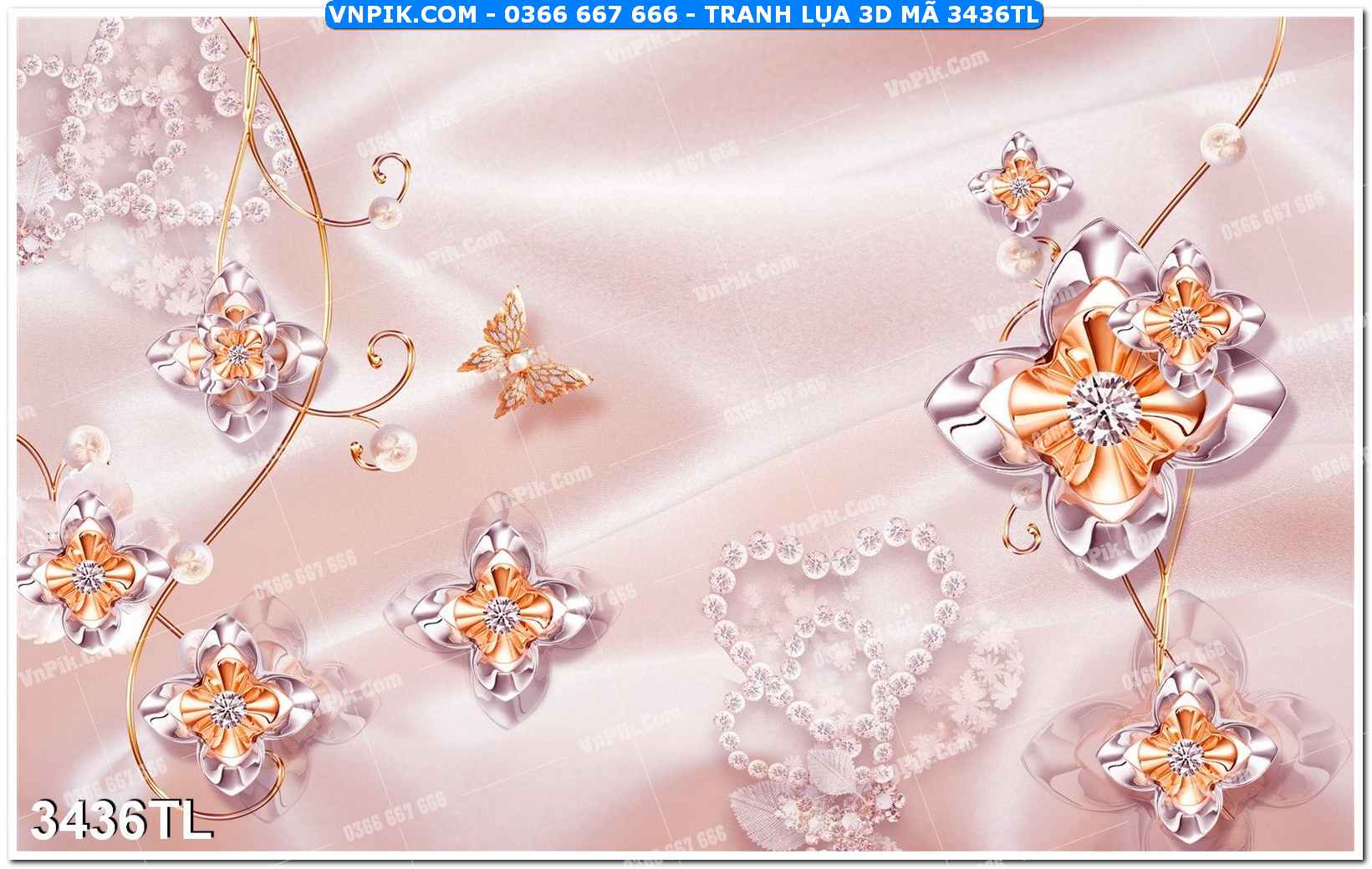 Tranh lụa 3D – Tranh trang trí dán tường 3436TL