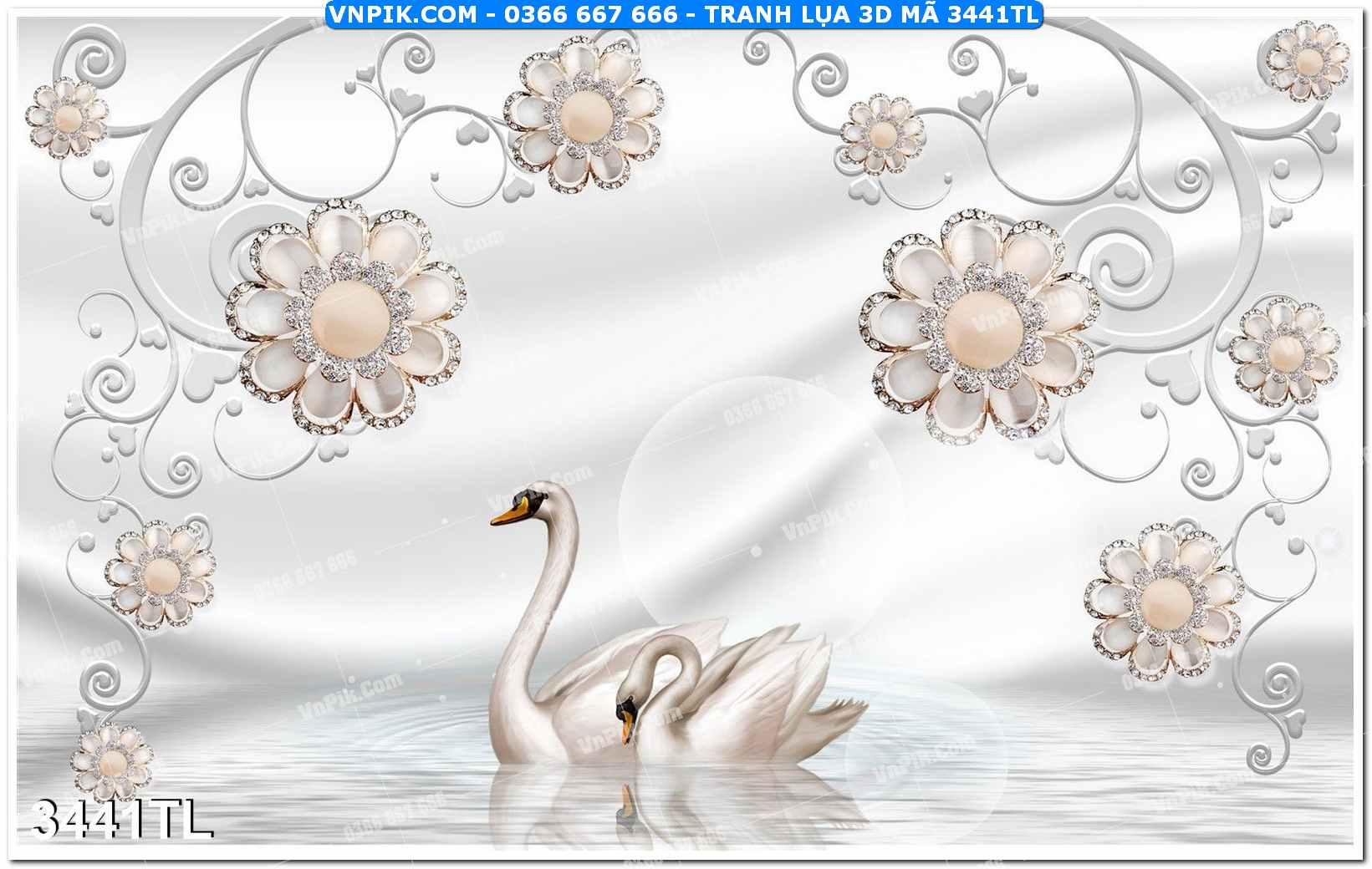 Tranh lụa 3D – Tranh trang trí dán tường 3441TL