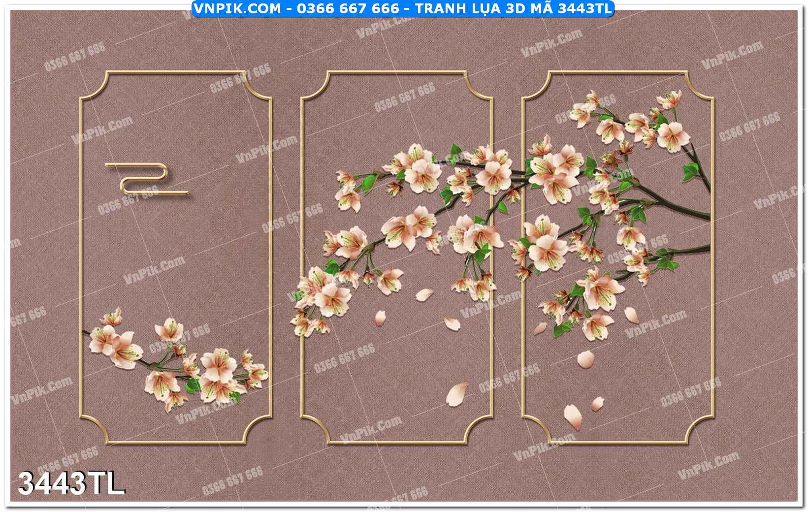 Tranh lụa 3D – Tranh trang trí dán tường 3443TL