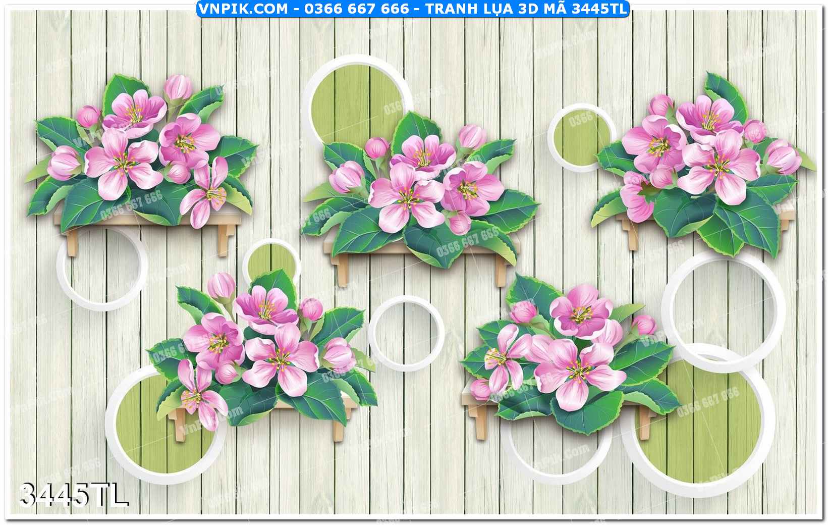 Tranh lụa 3D – Tranh trang trí dán tường 3445TL