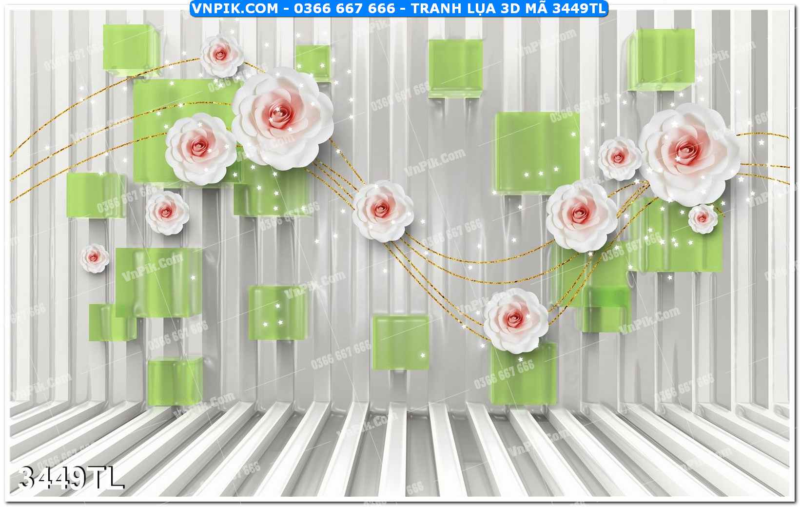 Tranh lụa 3D – Tranh trang trí dán tường 3449TL