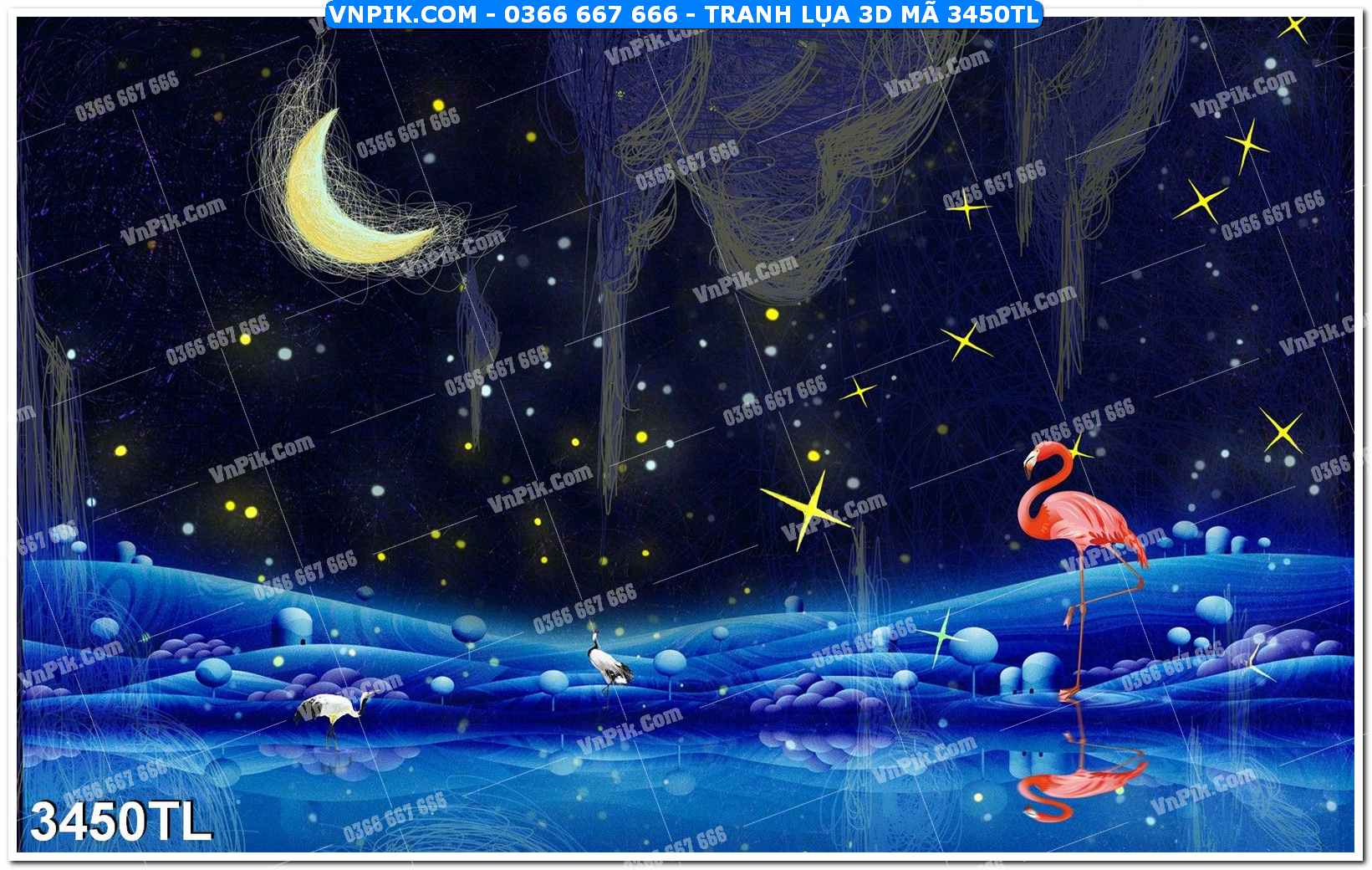 Tranh lụa 3D – Tranh trang trí dán tường 3450TL