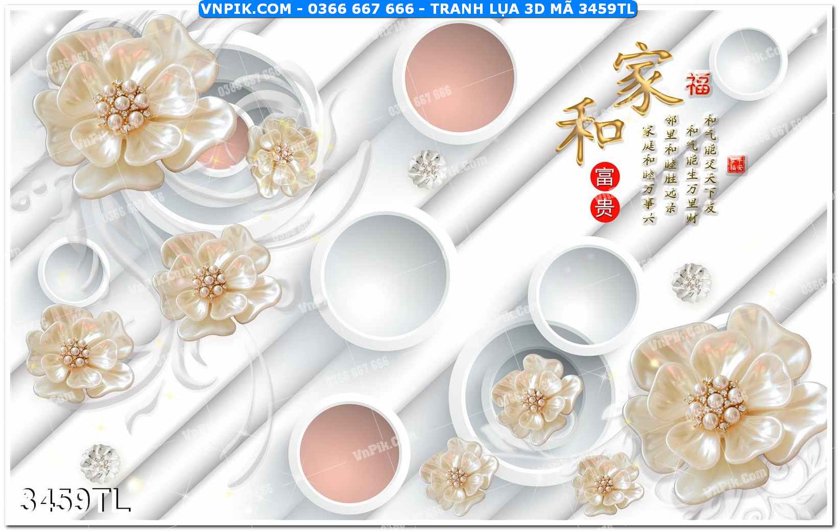 Tranh lụa 3D – Tranh trang trí dán tường 3459TL