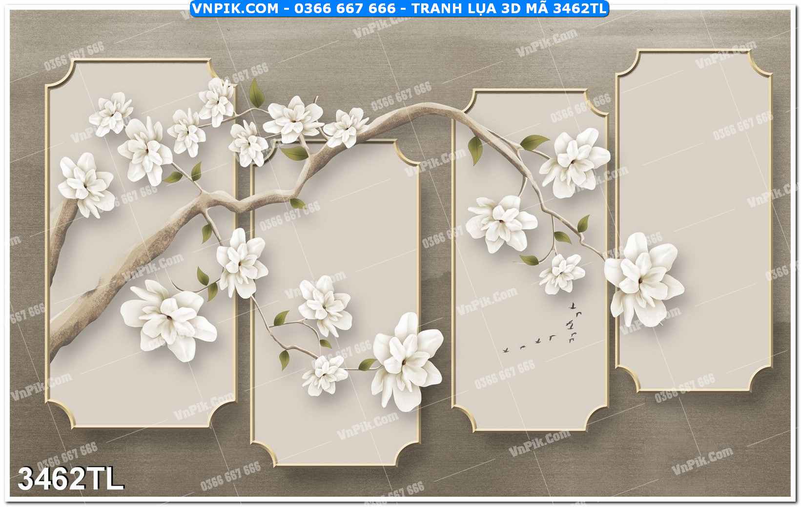 Tranh lụa 3D – Tranh trang trí dán tường 3462TL