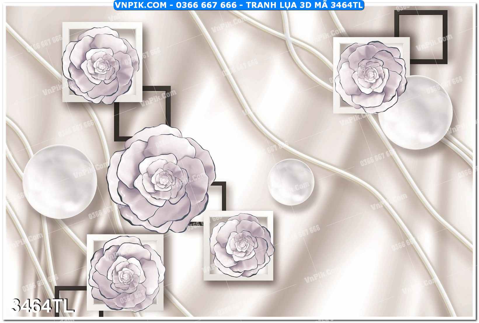 Tranh lụa 3D – Tranh trang trí dán tường 3464TL
