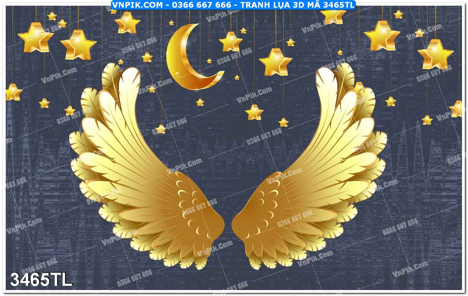 Tranh lụa 3D – Tranh trang trí dán tường 3465TL