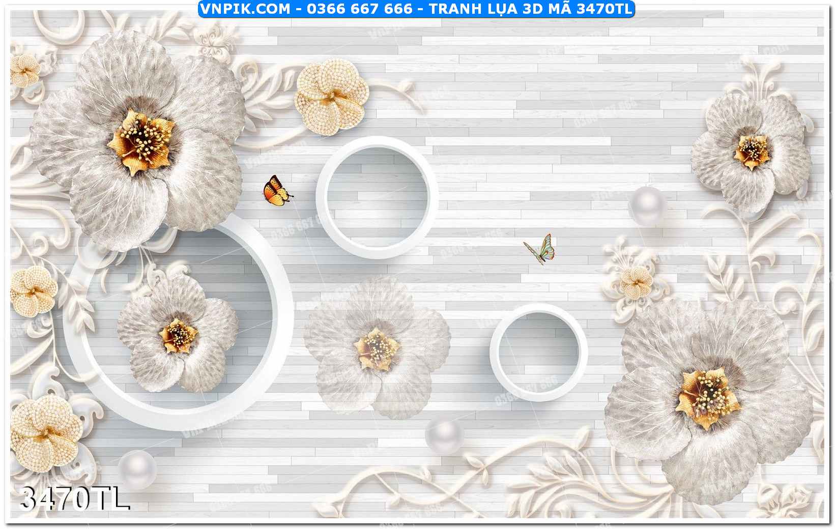 Tranh lụa 3D – Tranh trang trí dán tường 3470TL