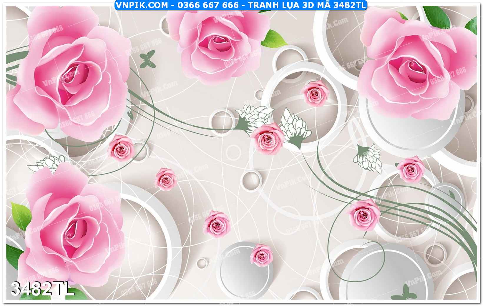 Tranh lụa 3D – Tranh trang trí dán tường 3482TL