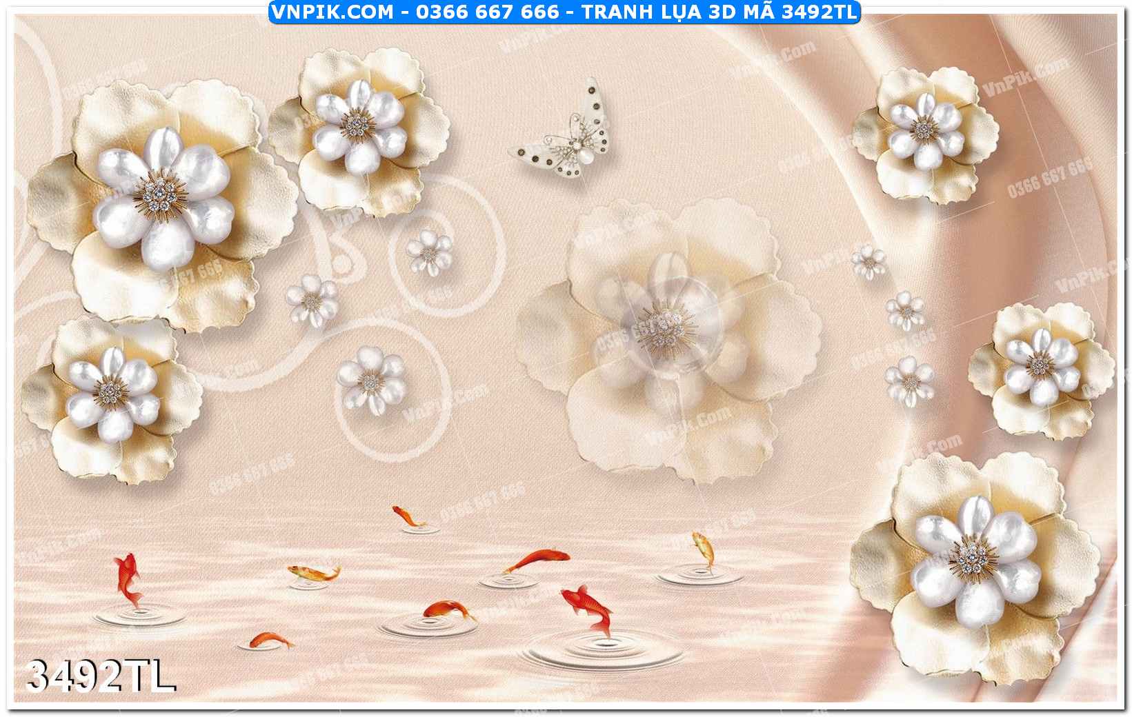 Tranh lụa 3D – Tranh trang trí dán tường 3492TL