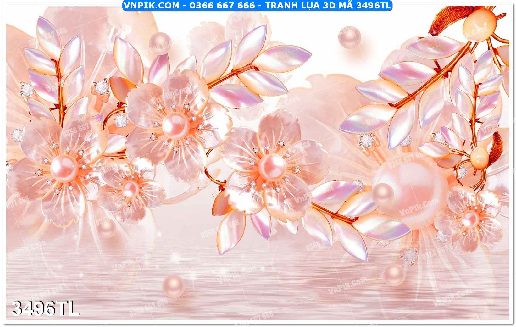 Tranh lụa 3D – Tranh trang trí dán tường 3496TL