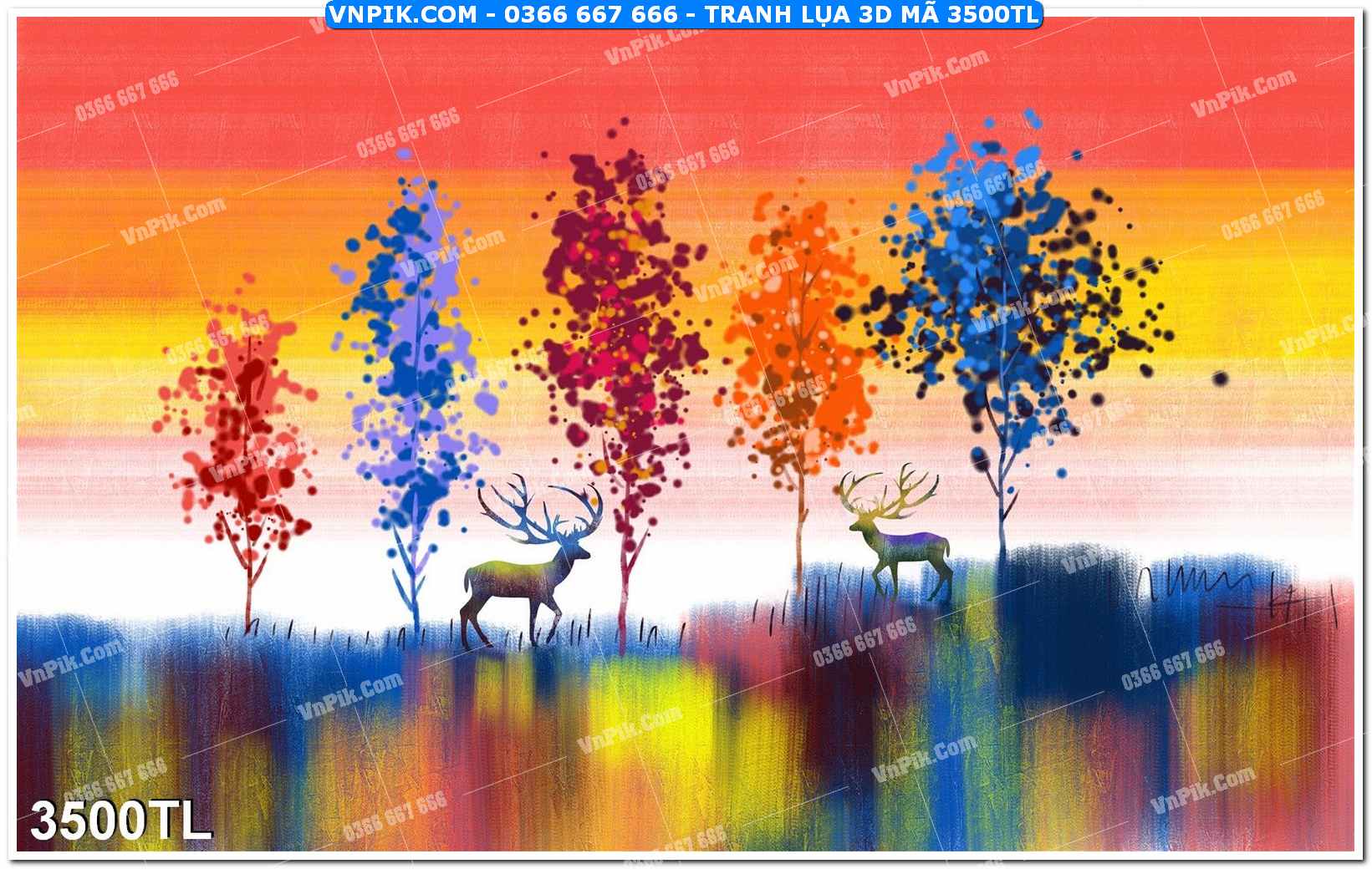Tranh lụa 3D – Tranh trang trí dán tường 3500TL