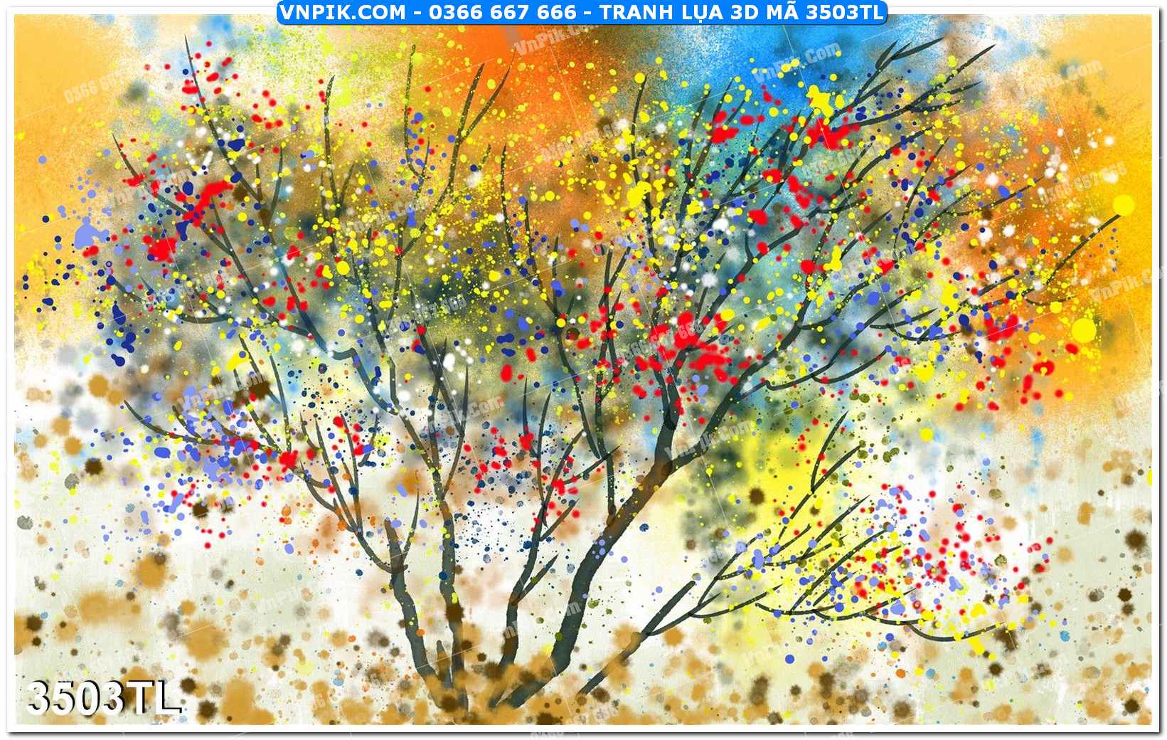 Tranh lụa 3D – Tranh trang trí dán tường 3503TL
