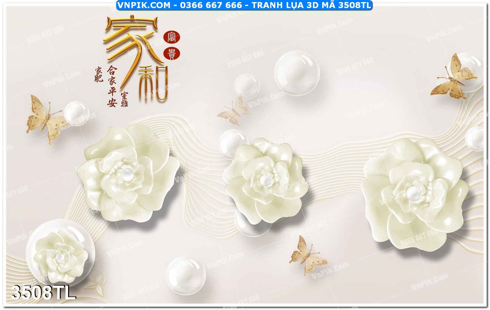 Tranh lụa 3D – Tranh trang trí dán tường 3508TL