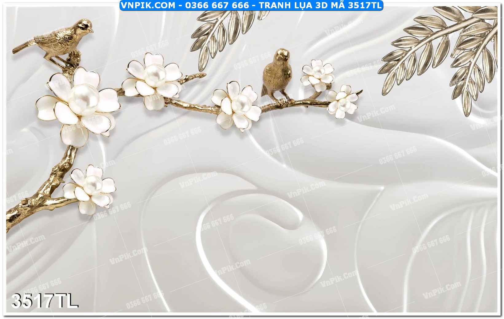 Tranh lụa 3D – Tranh trang trí dán tường 3517TL