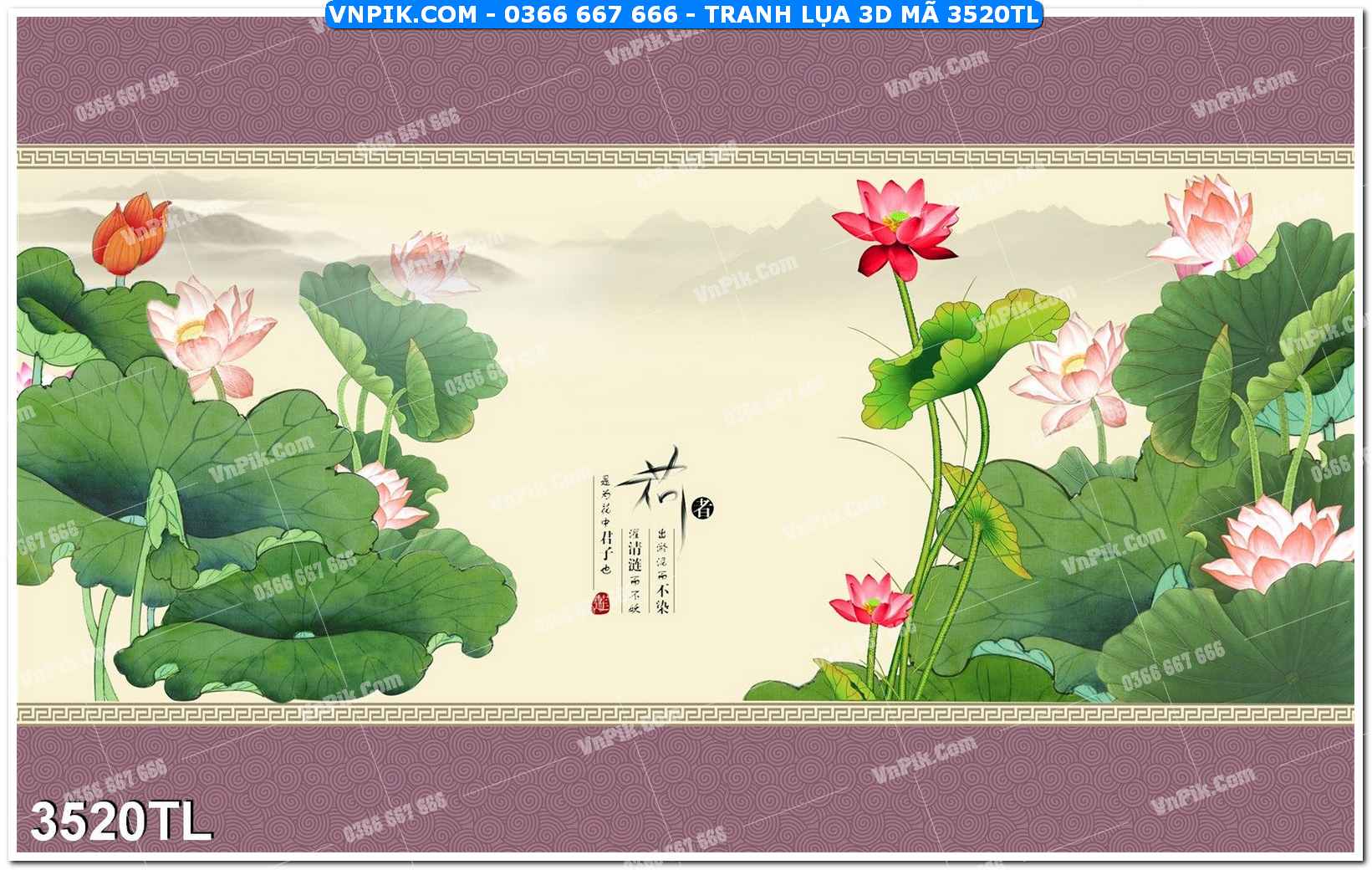 Tranh lụa 3D – Tranh trang trí dán tường 3520TL