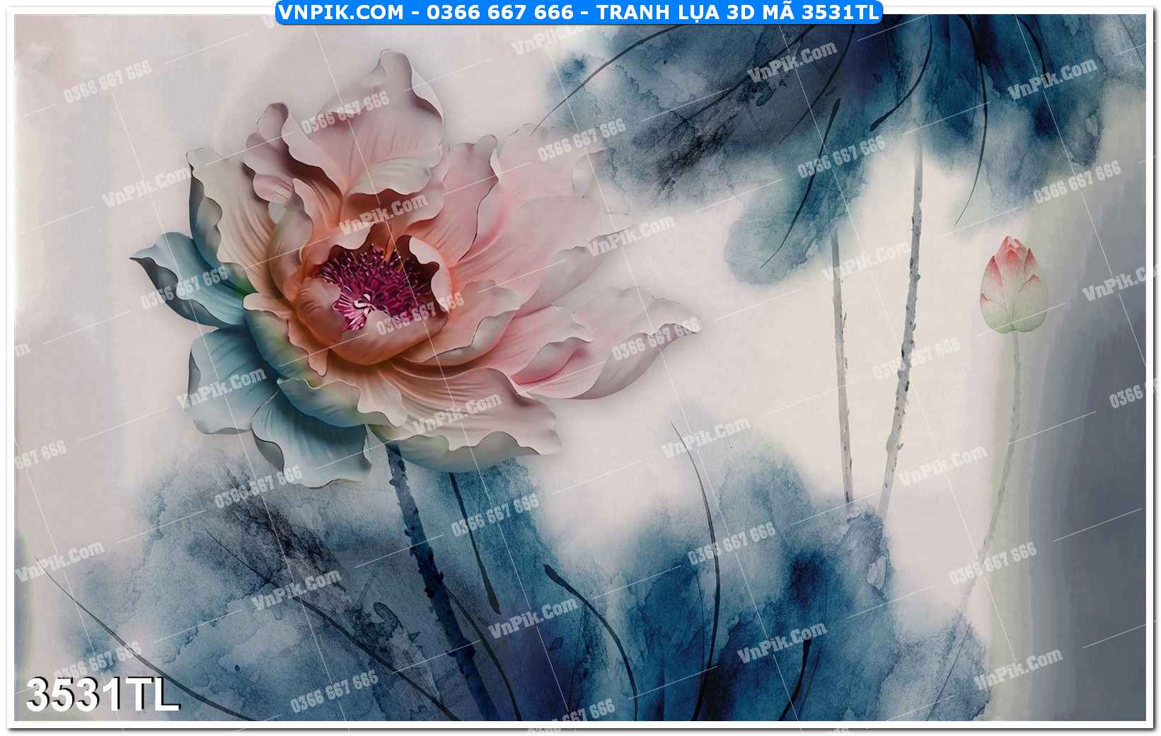 Tranh lụa 3D – Tranh trang trí dán tường 3531TL