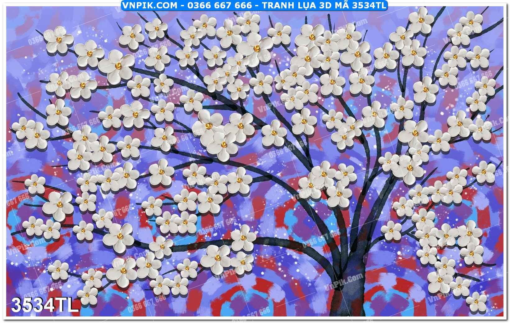 Tranh lụa 3D – Tranh trang trí dán tường 3534TL