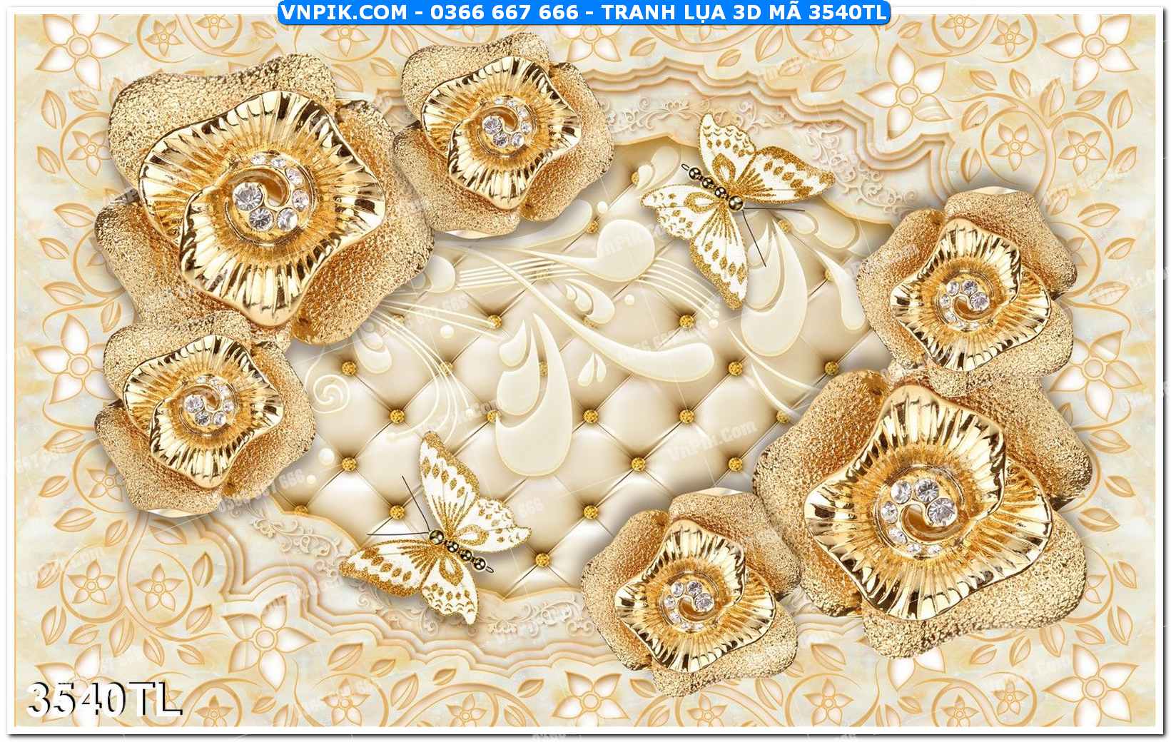 Tranh lụa 3D – Tranh trang trí dán tường 3540TL