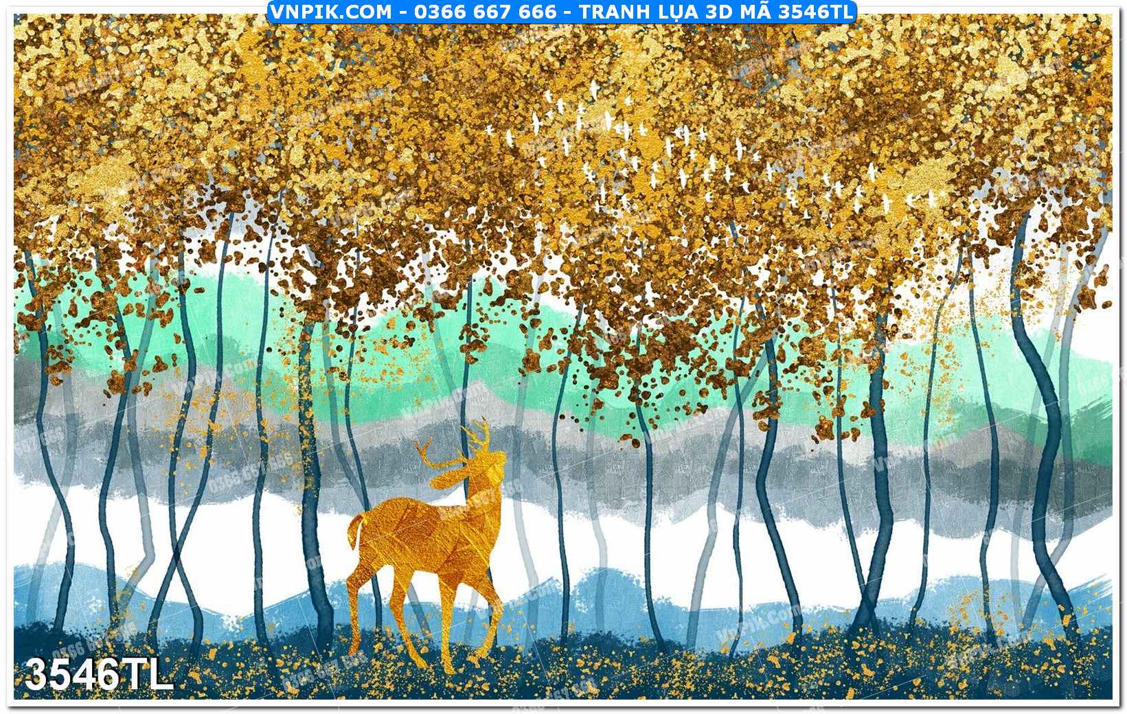 Tranh lụa 3D – Tranh trang trí dán tường 3546TL