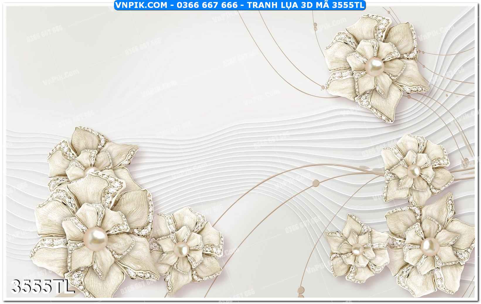 Tranh lụa 3D – Tranh trang trí dán tường 3555TL